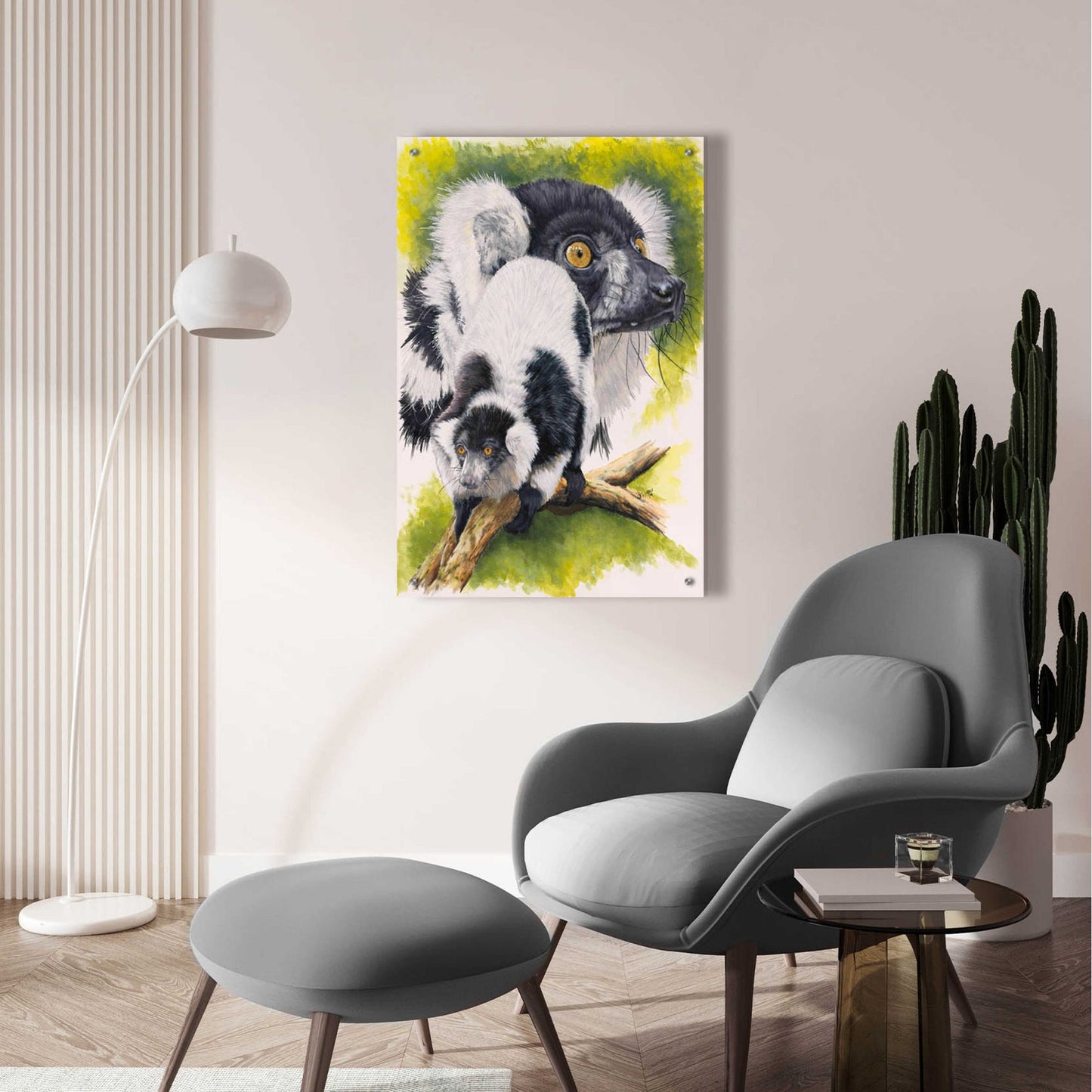 Epic Art 'Black & White Lemur' by Barbara Keith, Acrylic Glass Wall Art,24x36