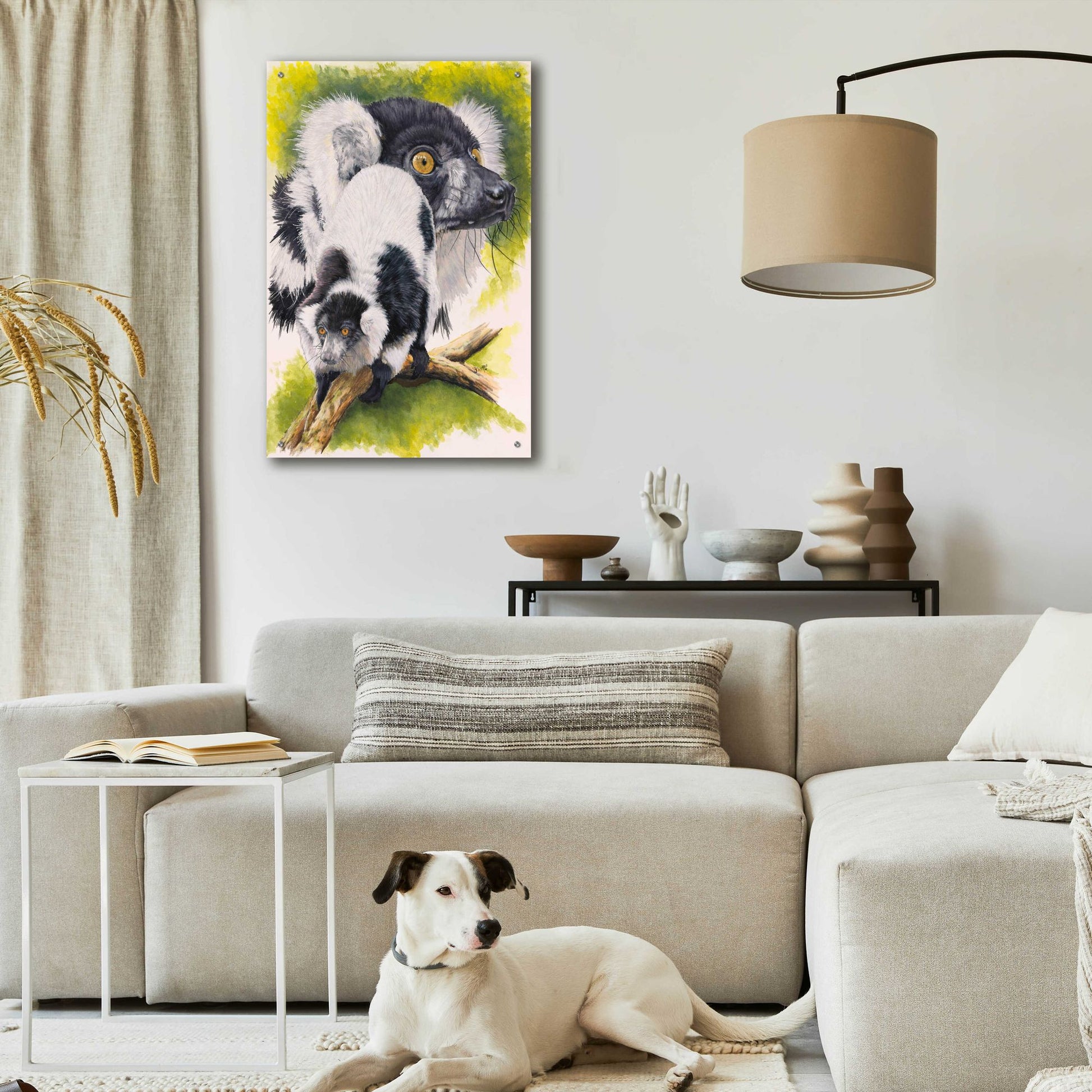 Epic Art 'Black & White Lemur' by Barbara Keith, Acrylic Glass Wall Art,24x36