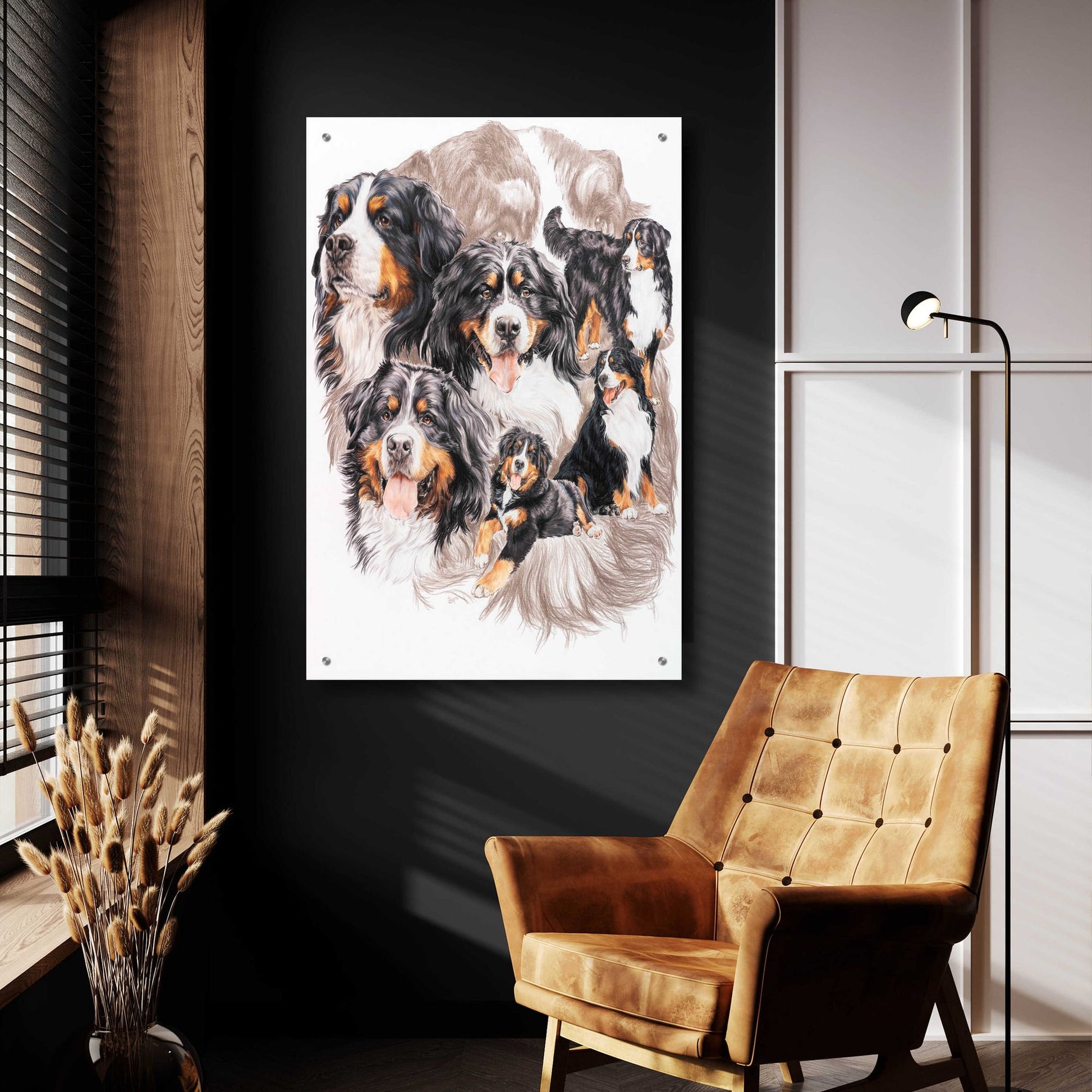 Epic Art 'Bernese Mountain Dog with Ghost' by Barbara Keith, Acrylic Glass Wall Art,24x36