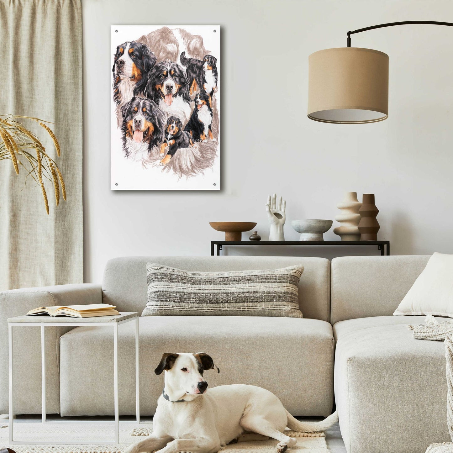 Epic Art 'Bernese Mountain Dog with Ghost' by Barbara Keith, Acrylic Glass Wall Art,24x36