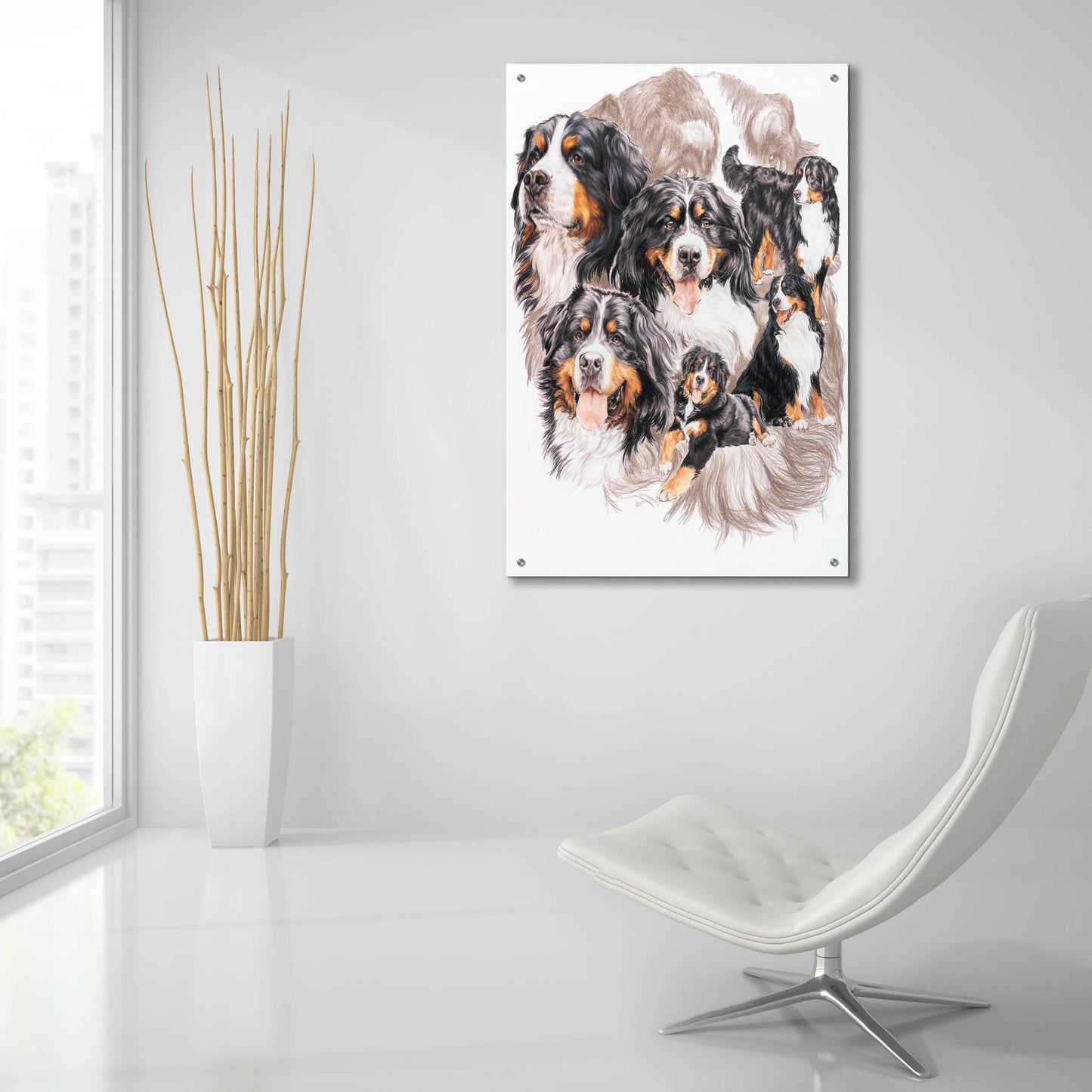 Epic Art 'Bernese Mountain Dog with Ghost' by Barbara Keith, Acrylic Glass Wall Art,24x36