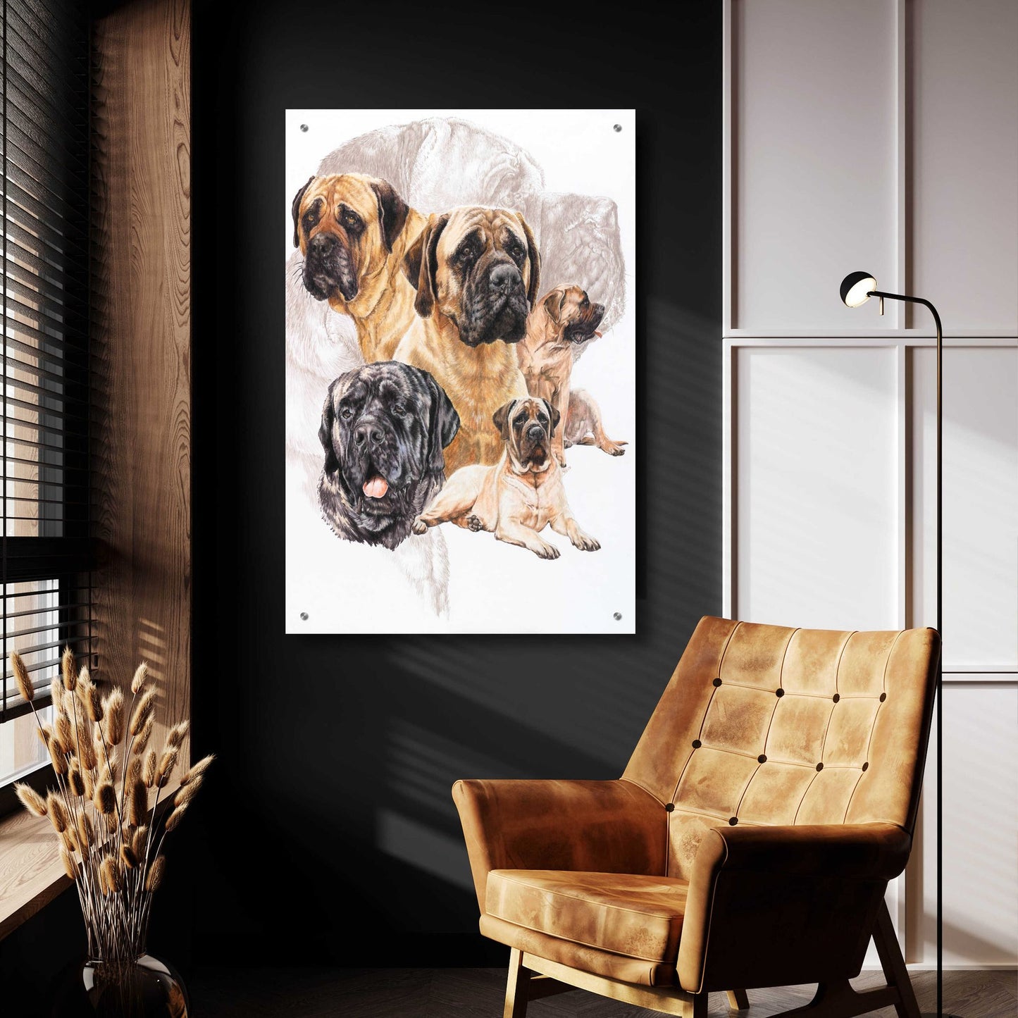 Epic Art 'Bull Mastiff with Ghost' by Barbara Keith, Acrylic Glass Wall Art,24x36