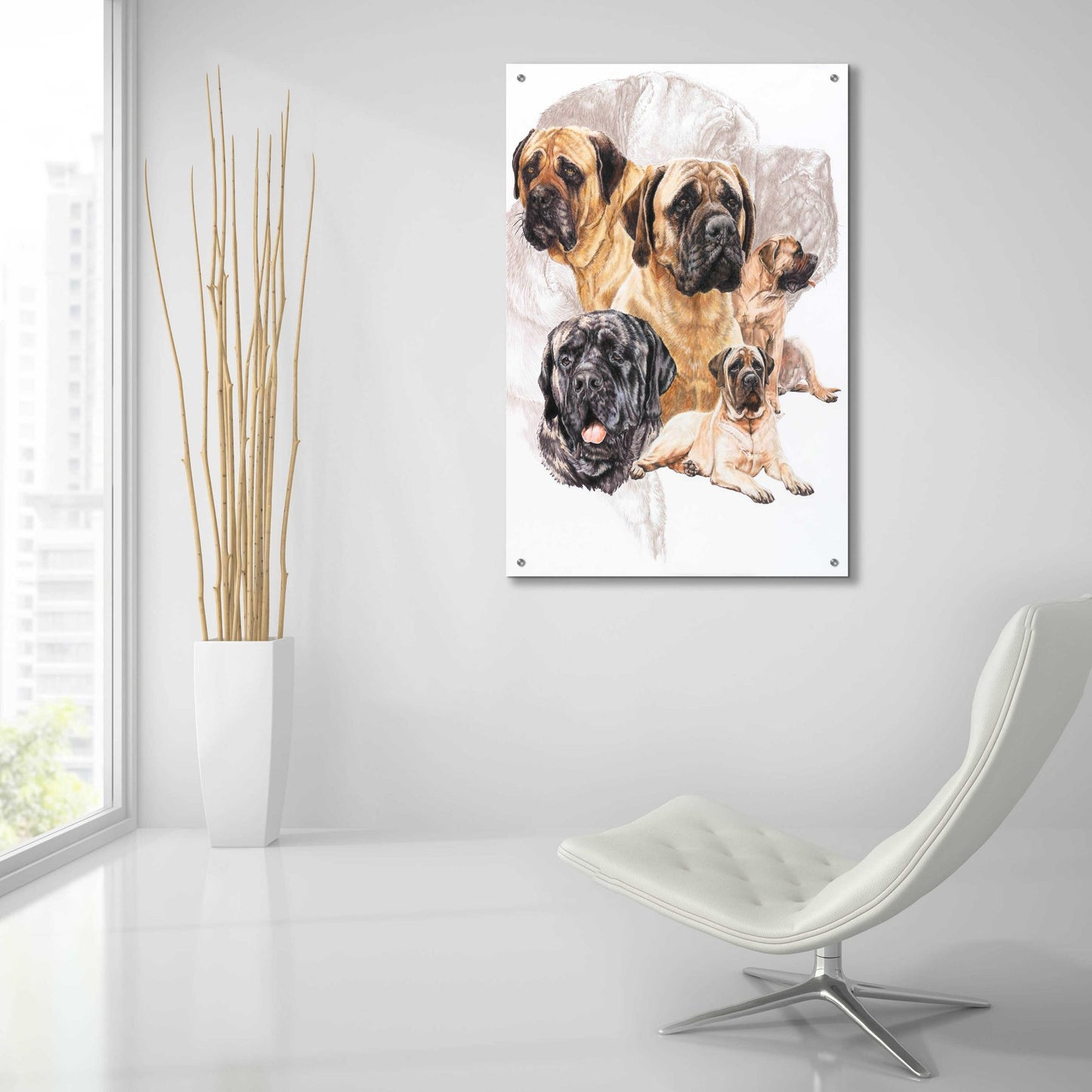 Epic Art 'Bull Mastiff with Ghost' by Barbara Keith, Acrylic Glass Wall Art,24x36