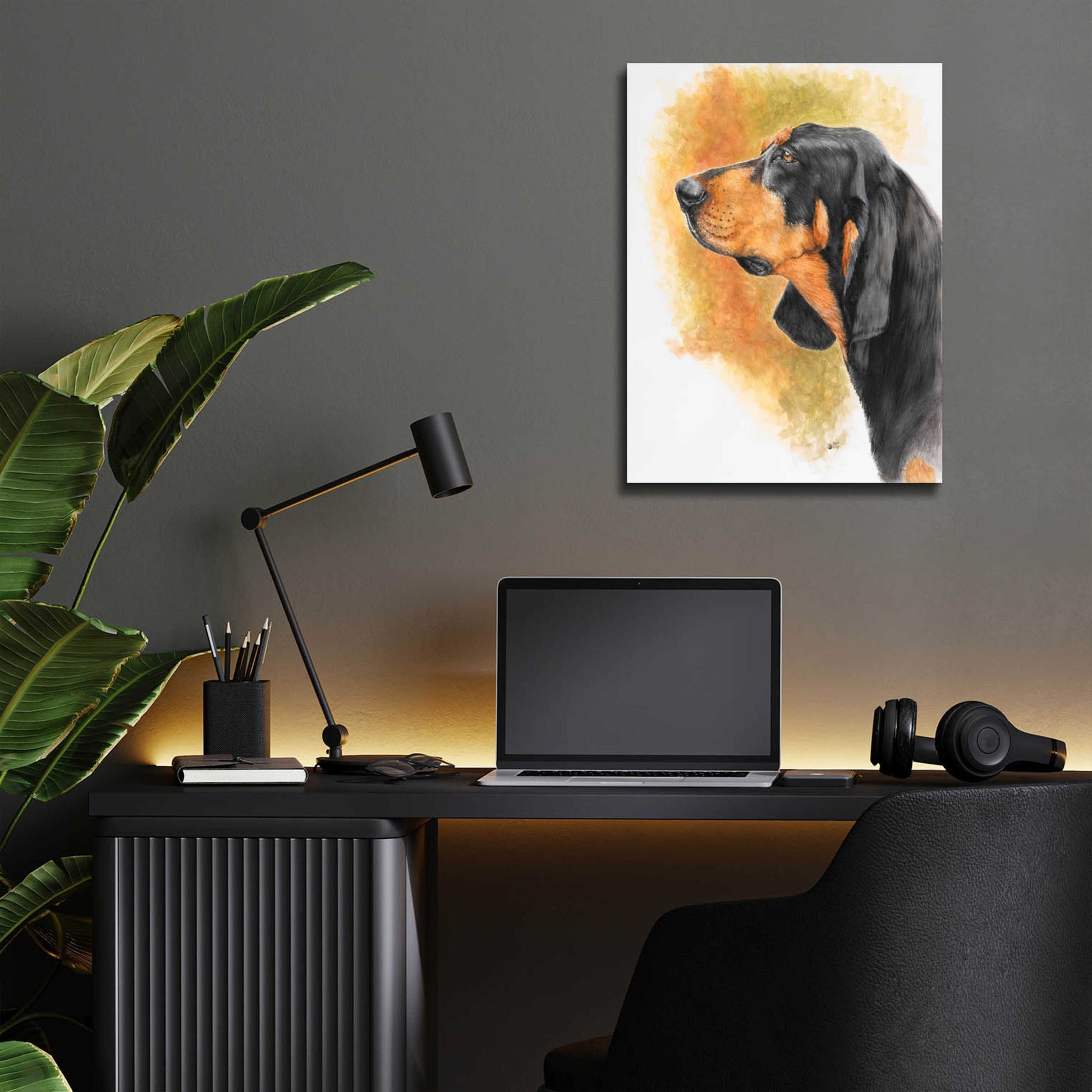 Epic Art 'Black and Tan CoonHound' by Barbara Keith, Acrylic Glass Wall Art,12x16