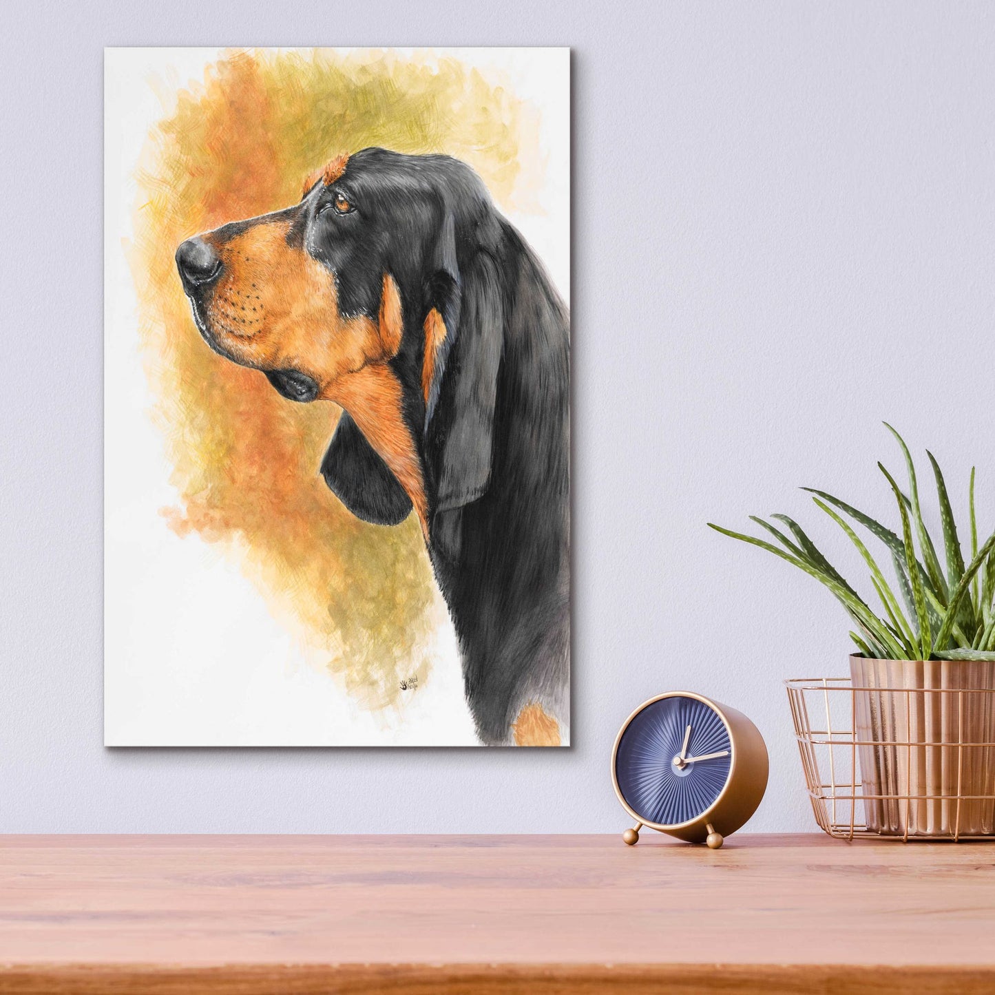 Epic Art 'Black and Tan CoonHound' by Barbara Keith, Acrylic Glass Wall Art,12x16