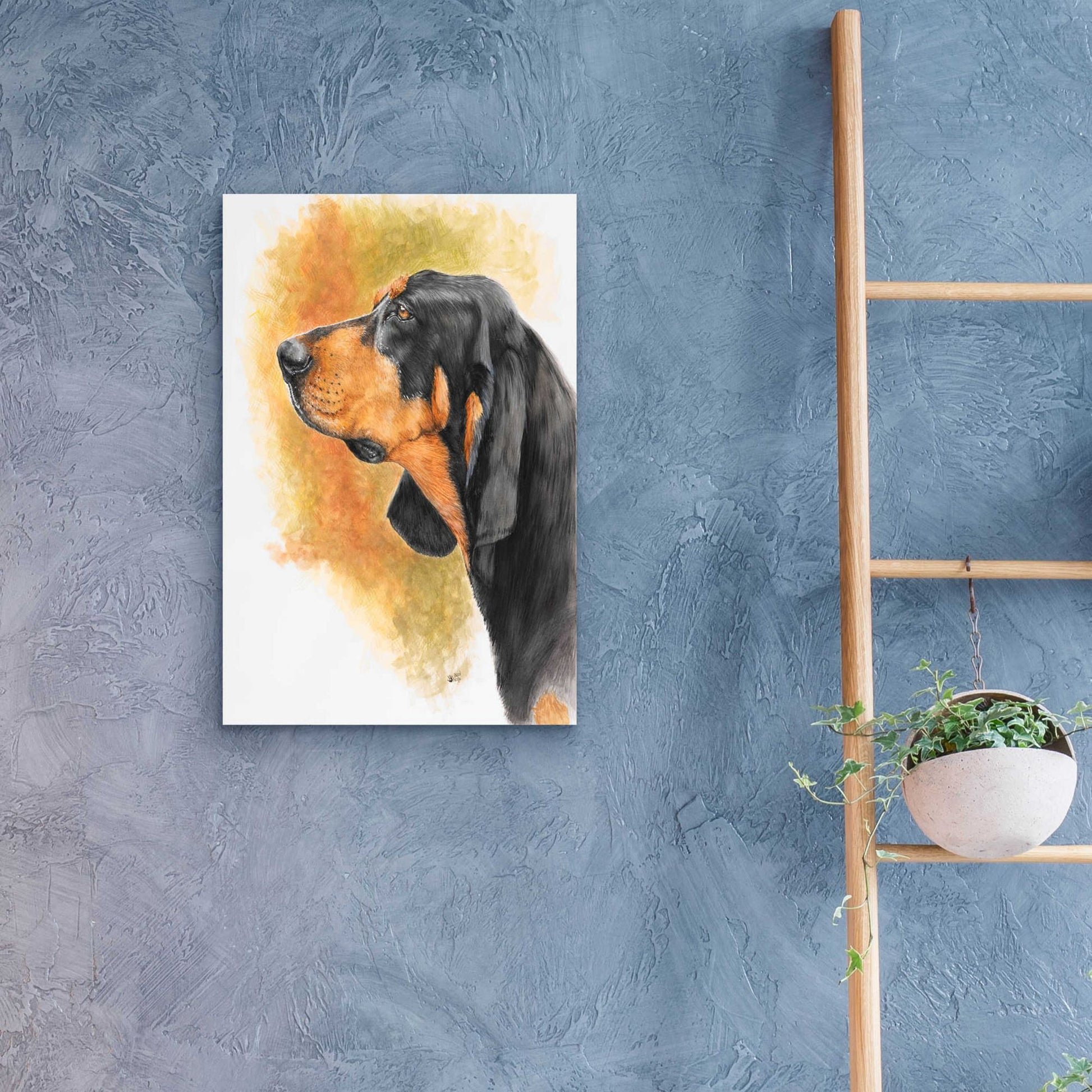 Epic Art 'Black and Tan CoonHound' by Barbara Keith, Acrylic Glass Wall Art,16x24