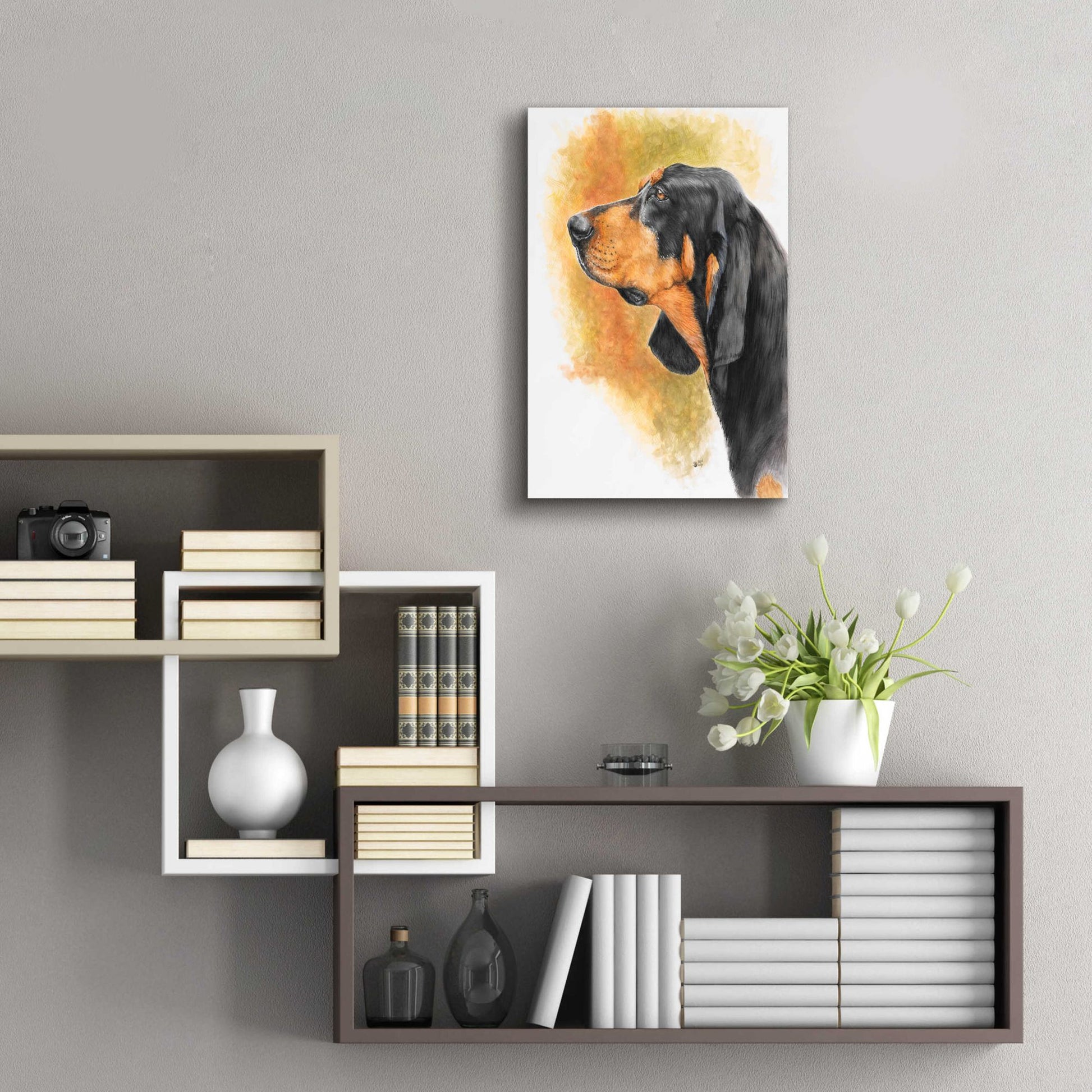 Epic Art 'Black and Tan CoonHound' by Barbara Keith, Acrylic Glass Wall Art,16x24