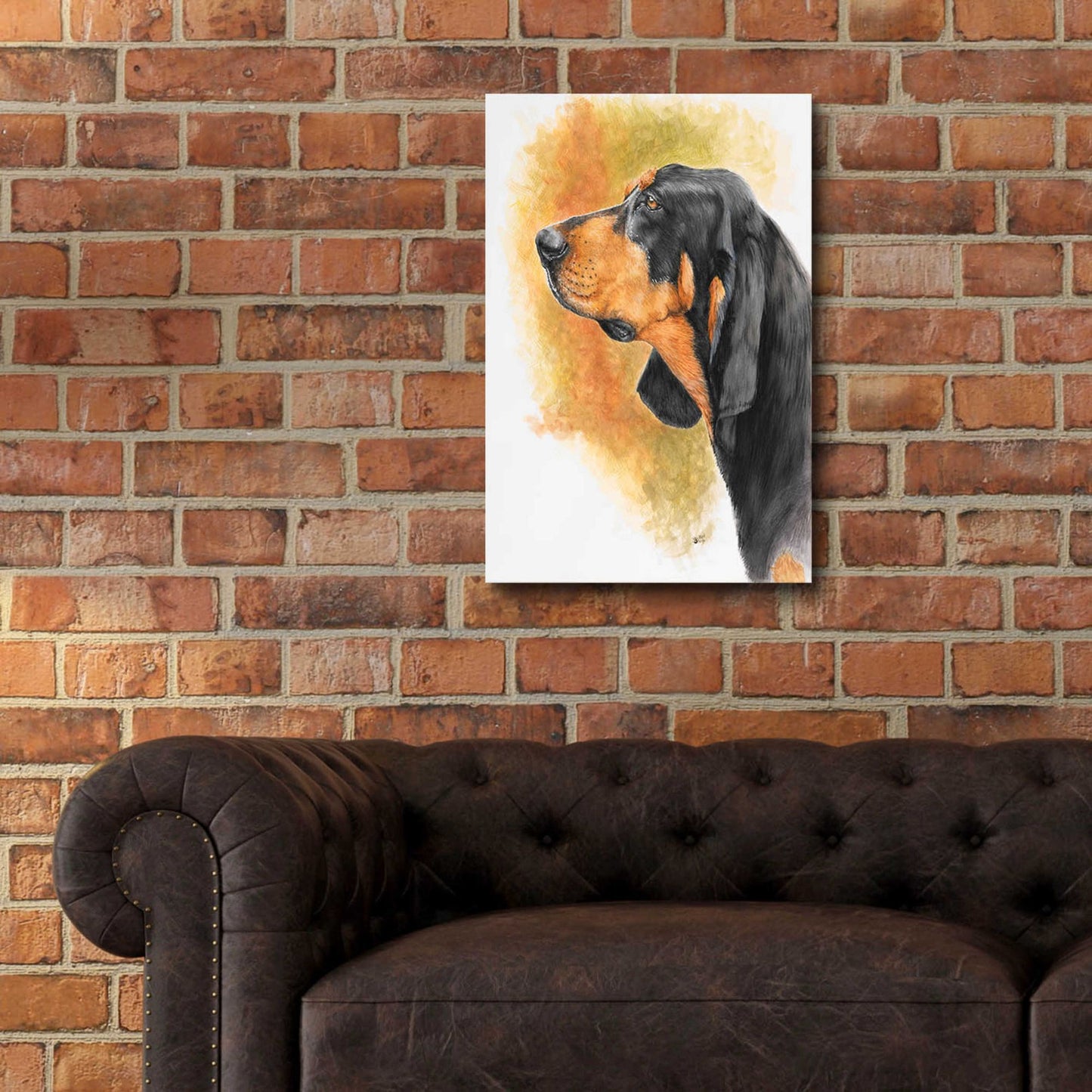 Epic Art 'Black and Tan CoonHound' by Barbara Keith, Acrylic Glass Wall Art,16x24