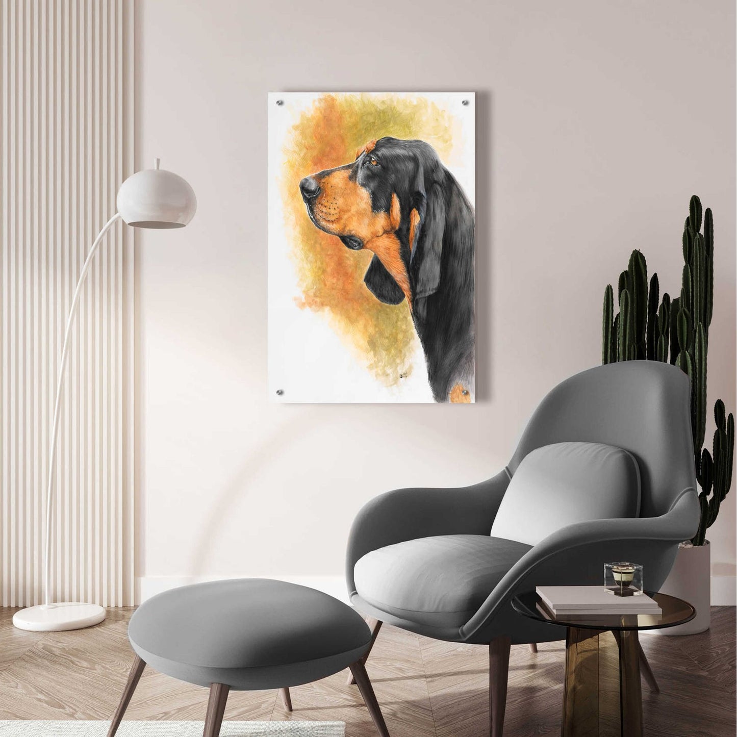 Epic Art 'Black and Tan CoonHound' by Barbara Keith, Acrylic Glass Wall Art,24x36