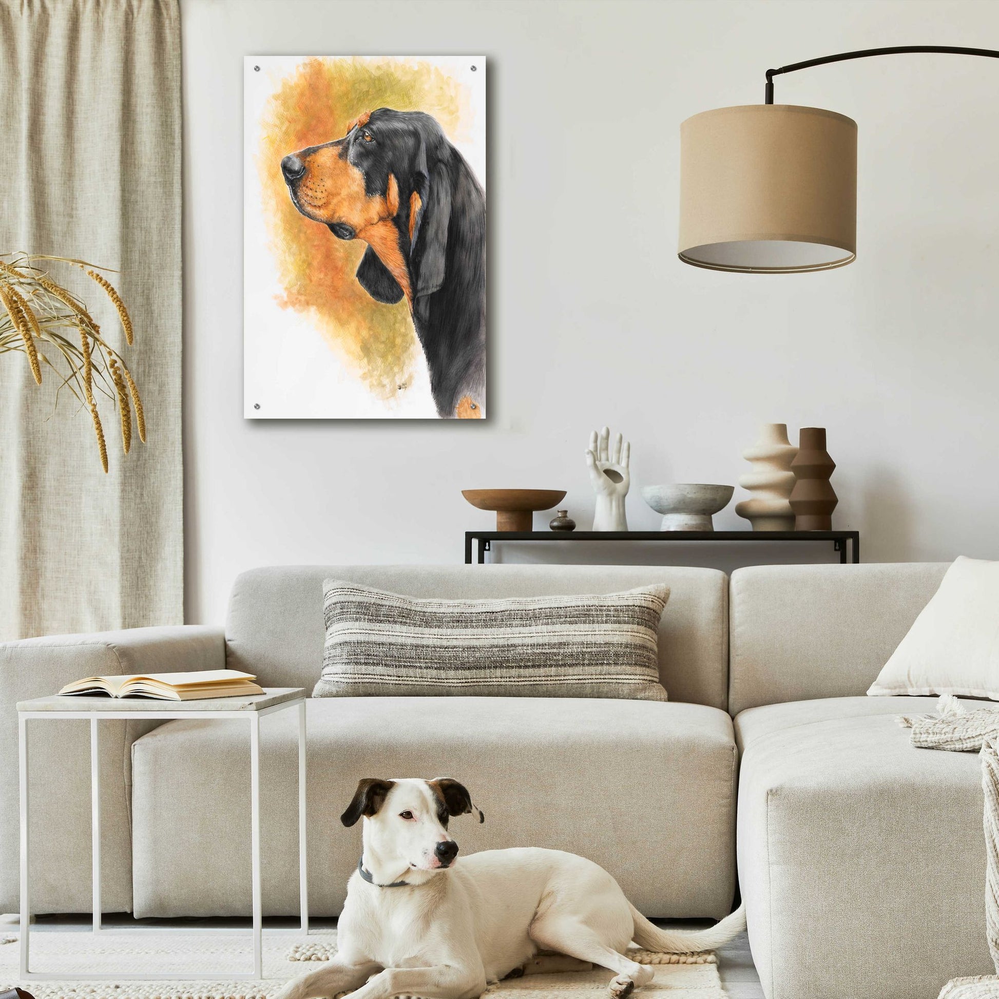 Epic Art 'Black and Tan CoonHound' by Barbara Keith, Acrylic Glass Wall Art,24x36