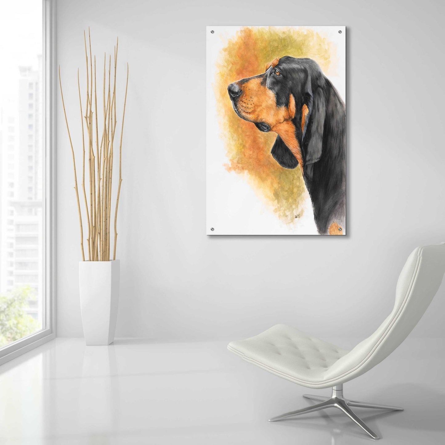 Epic Art 'Black and Tan CoonHound' by Barbara Keith, Acrylic Glass Wall Art,24x36