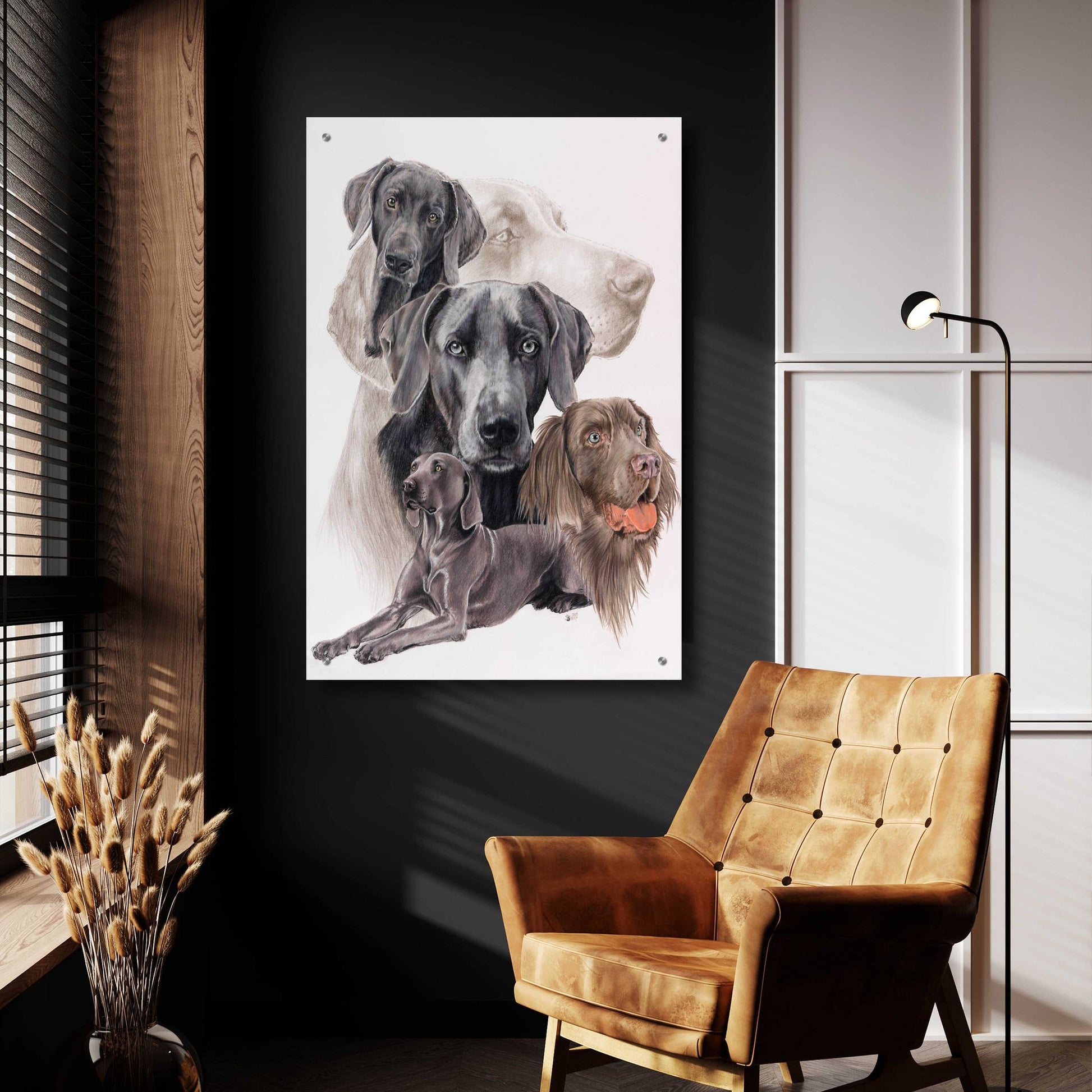 Epic Art 'Weimaraner and Ghost' by Barbara Keith, Acrylic Glass Wall Art,24x36