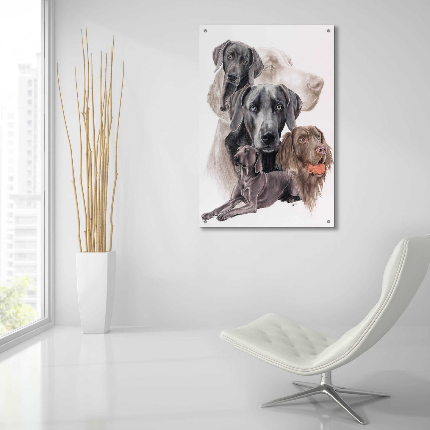 Epic Art 'Weimaraner and Ghost' by Barbara Keith, Acrylic Glass Wall Art,24x36