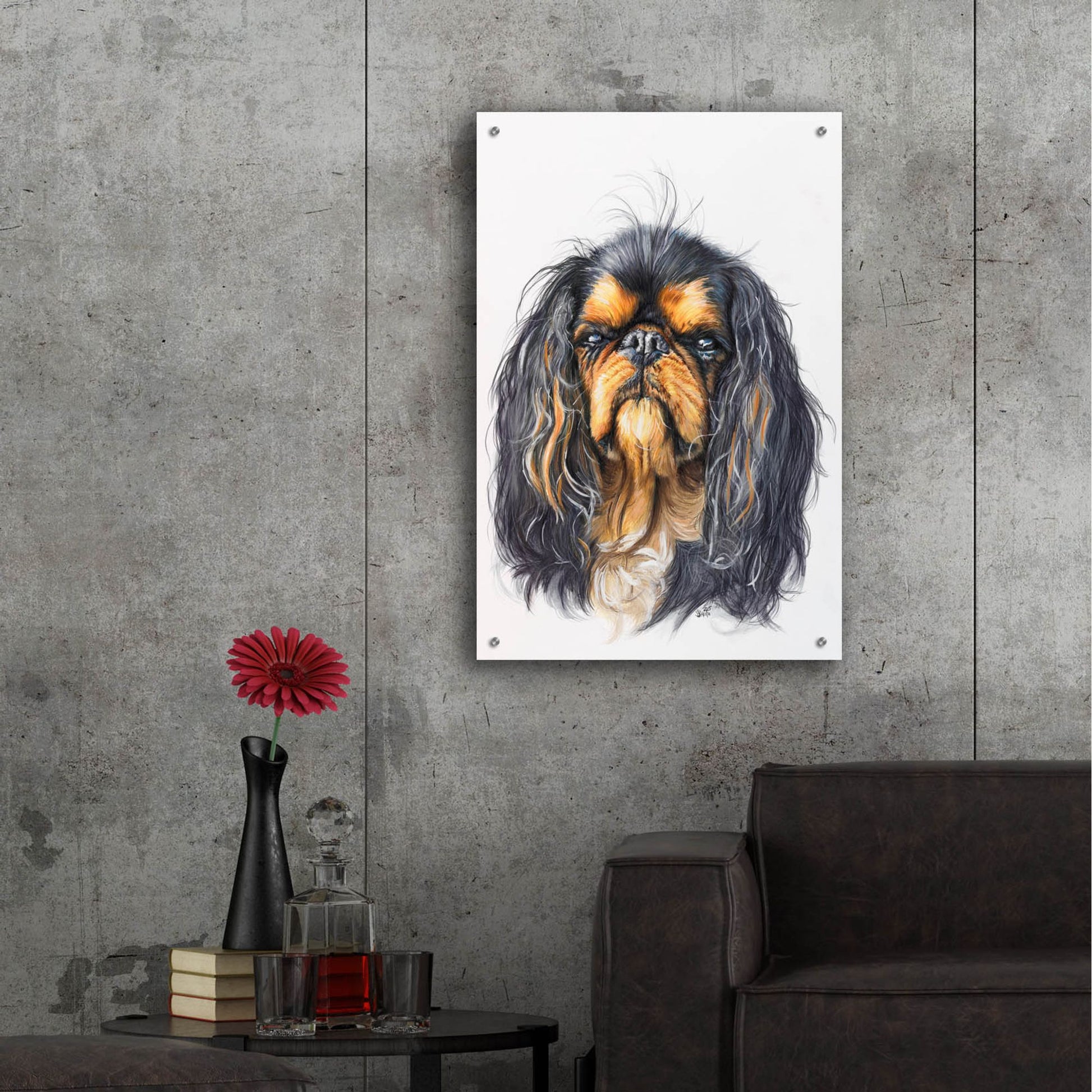 Epic Art 'King Charles Spaniel' by Barbara Keith, Acrylic Glass Wall Art,24x36