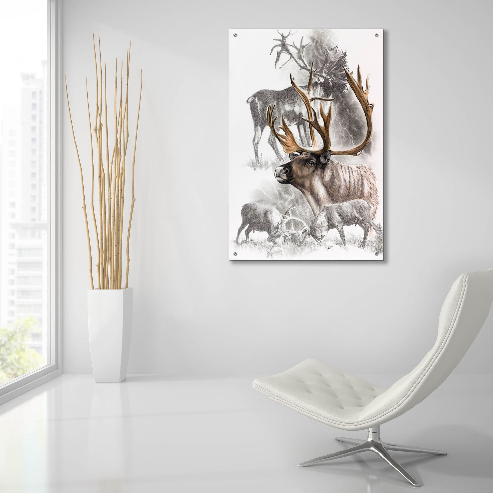 Epic Art 'Caribou' by Barbara Keith, Acrylic Glass Wall Art,24x36