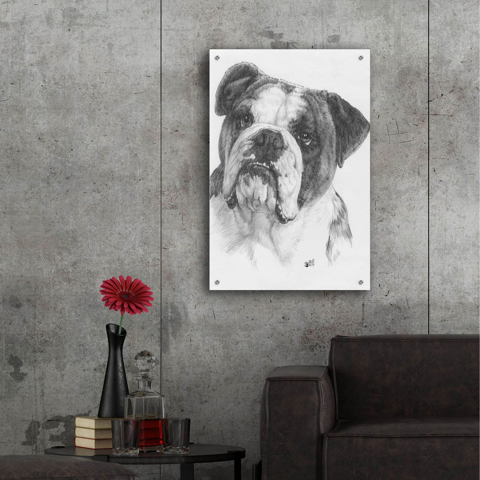 Epic Art 'American Bulldog' by Barbara Keith, Acrylic Glass Wall Art,24x36