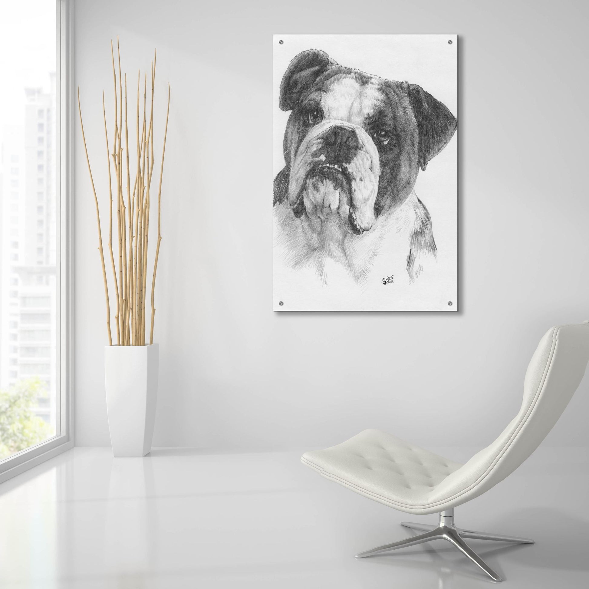 Epic Art 'American Bulldog' by Barbara Keith, Acrylic Glass Wall Art,24x36