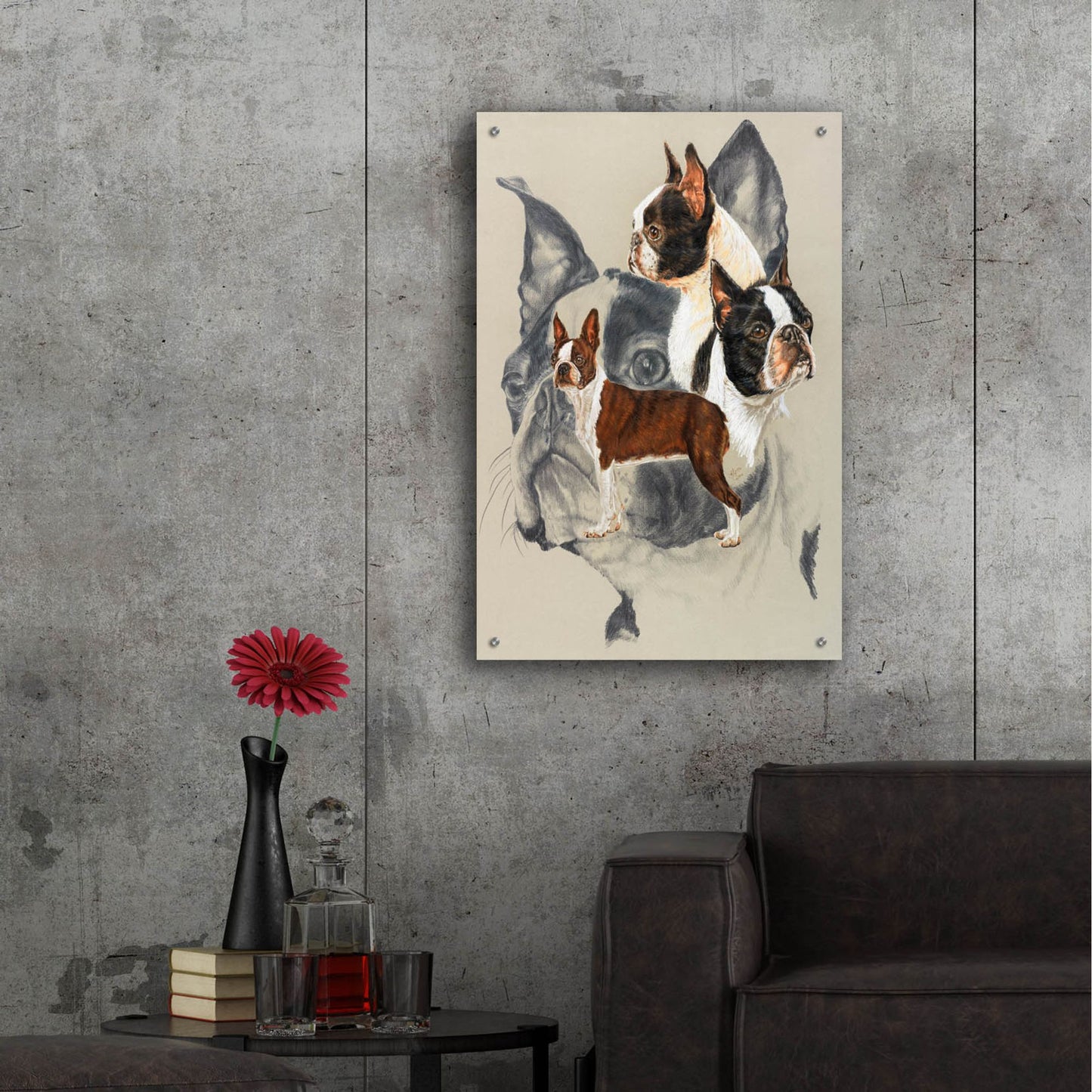 Epic Art 'Boston Terrier 2' by Barbara Keith, Acrylic Glass Wall Art,24x36