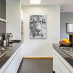 Up Close Snow Leopard by Barbara Keith - 24x36 acrylic wall art in a room