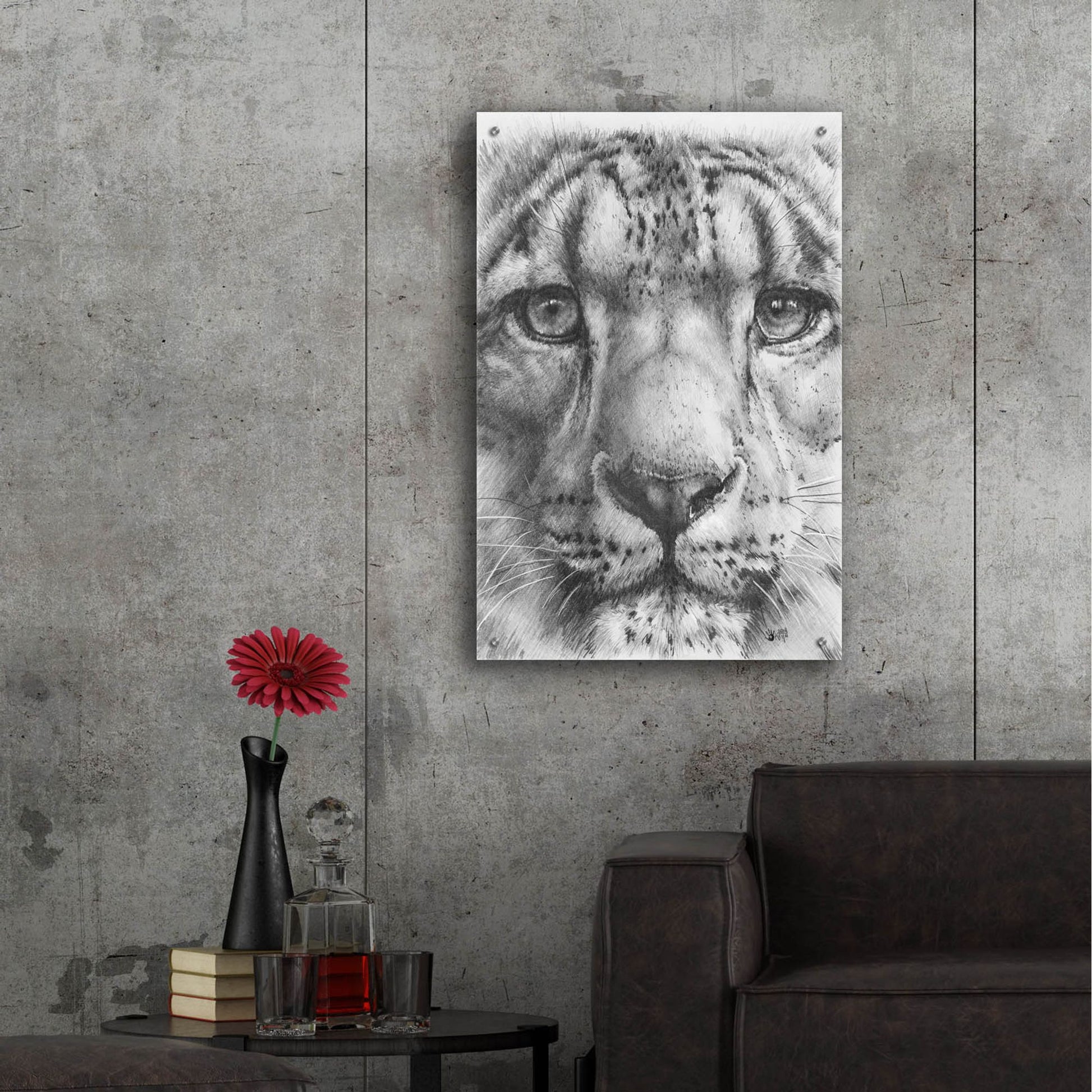 Epic Art 'Up Close Snow Leopard' by Barbara Keith, Acrylic Glass Wall Art,24x36