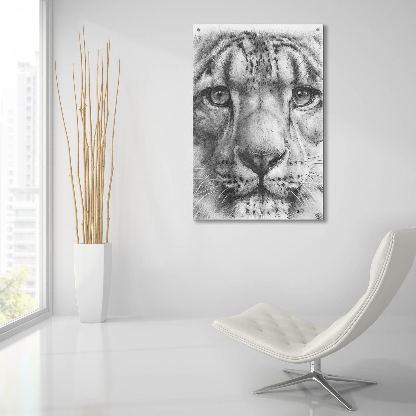 Epic Art 'Up Close Snow Leopard' by Barbara Keith, Acrylic Glass Wall Art,24x36