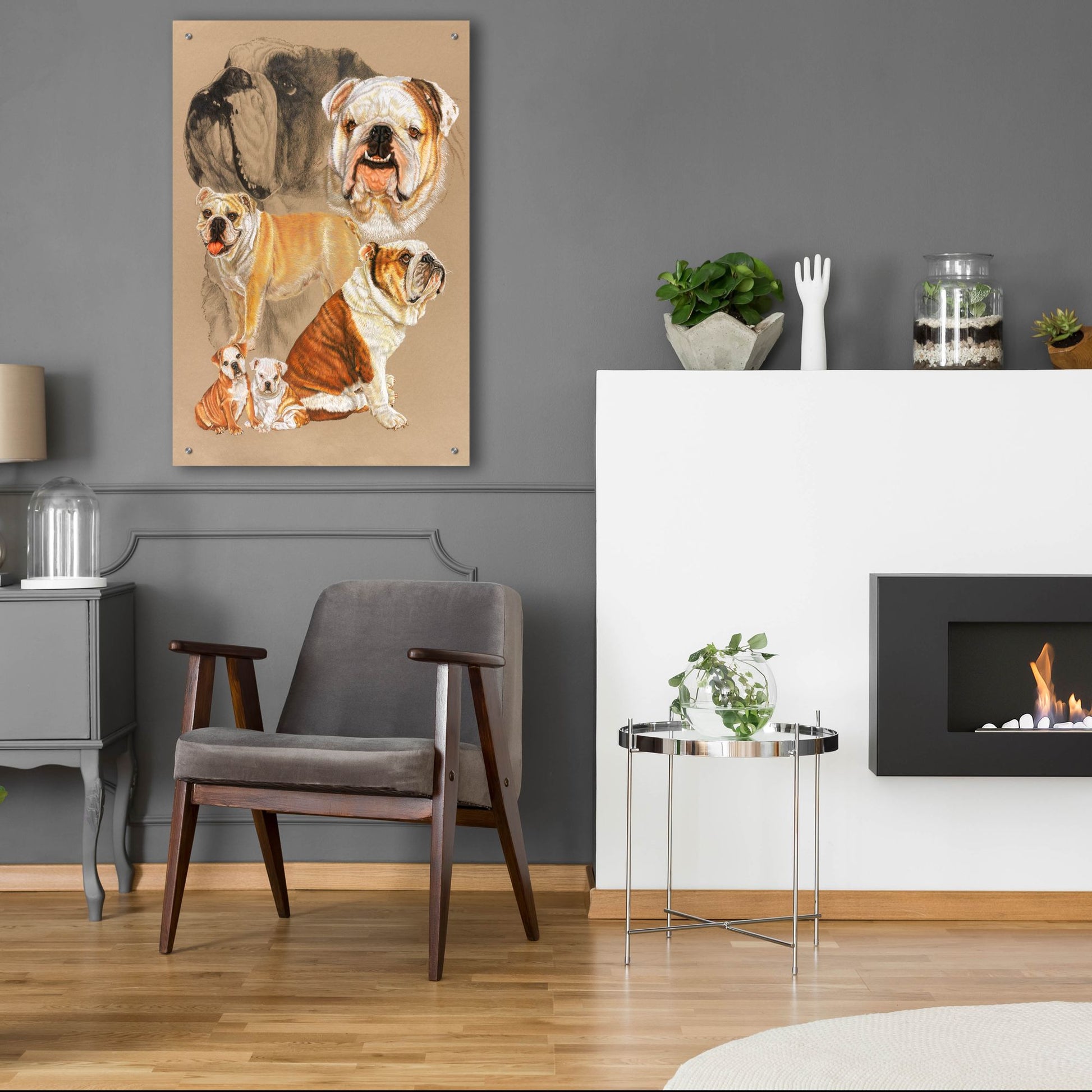 Epic Art 'English Bulldog' by Barbara Keith, Acrylic Glass Wall Art,24x36