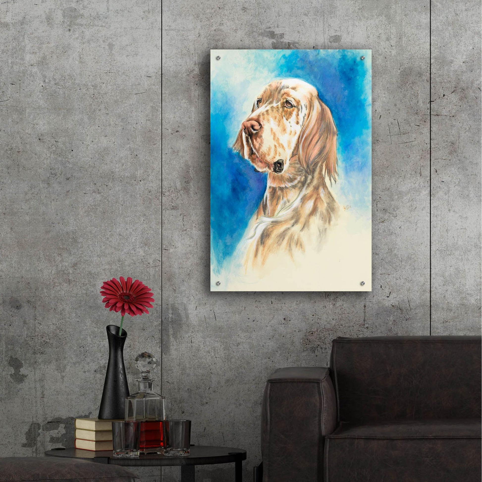 Epic Art 'English Setter' by Barbara Keith, Acrylic Glass Wall Art,24x36