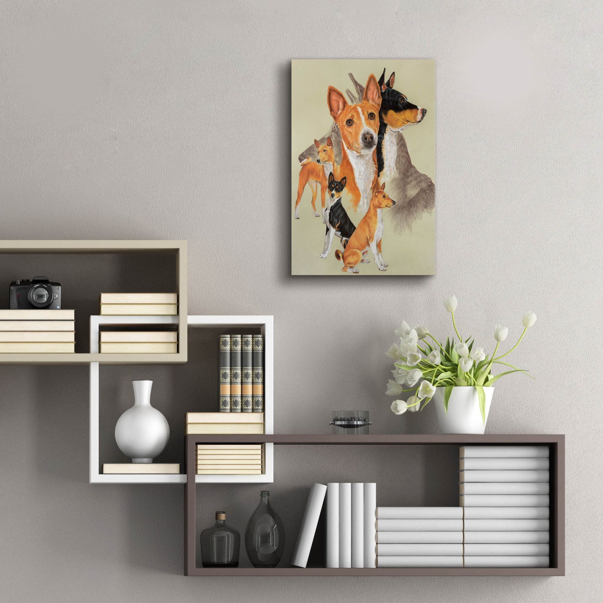 Epic Art 'Basenji and Ghost' by Barbara Keith, Acrylic Glass Wall Art,16x24