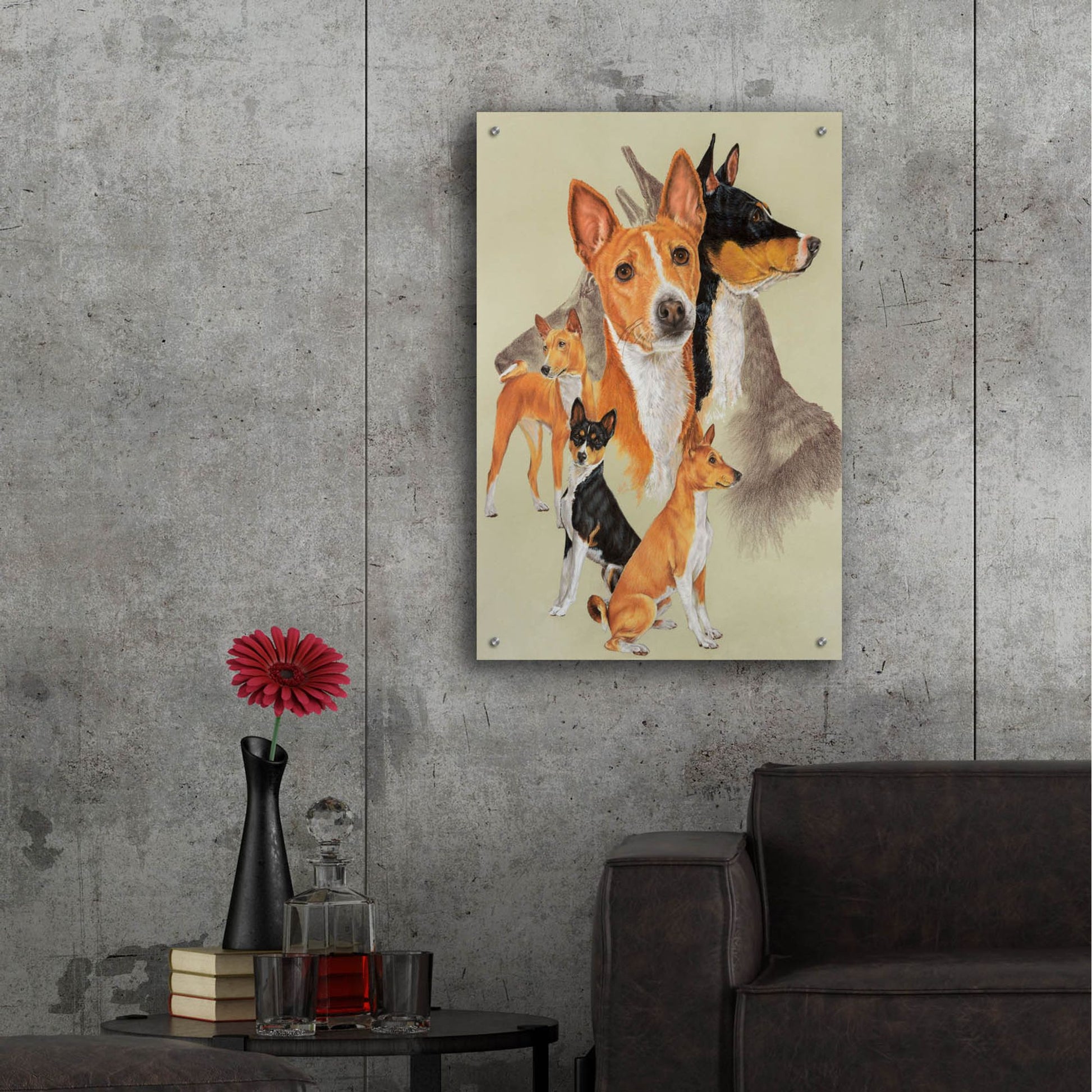 Epic Art 'Basenji and Ghost' by Barbara Keith, Acrylic Glass Wall Art,24x36