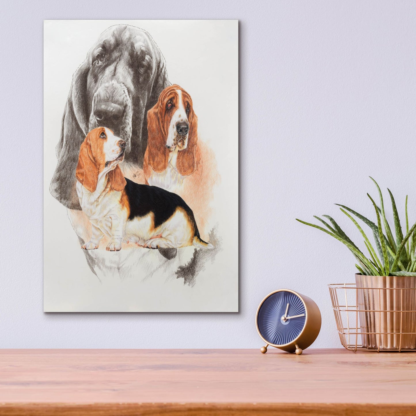 Epic Art 'Basset and Ghost' by Barbara Keith, Acrylic Glass Wall Art,12x16