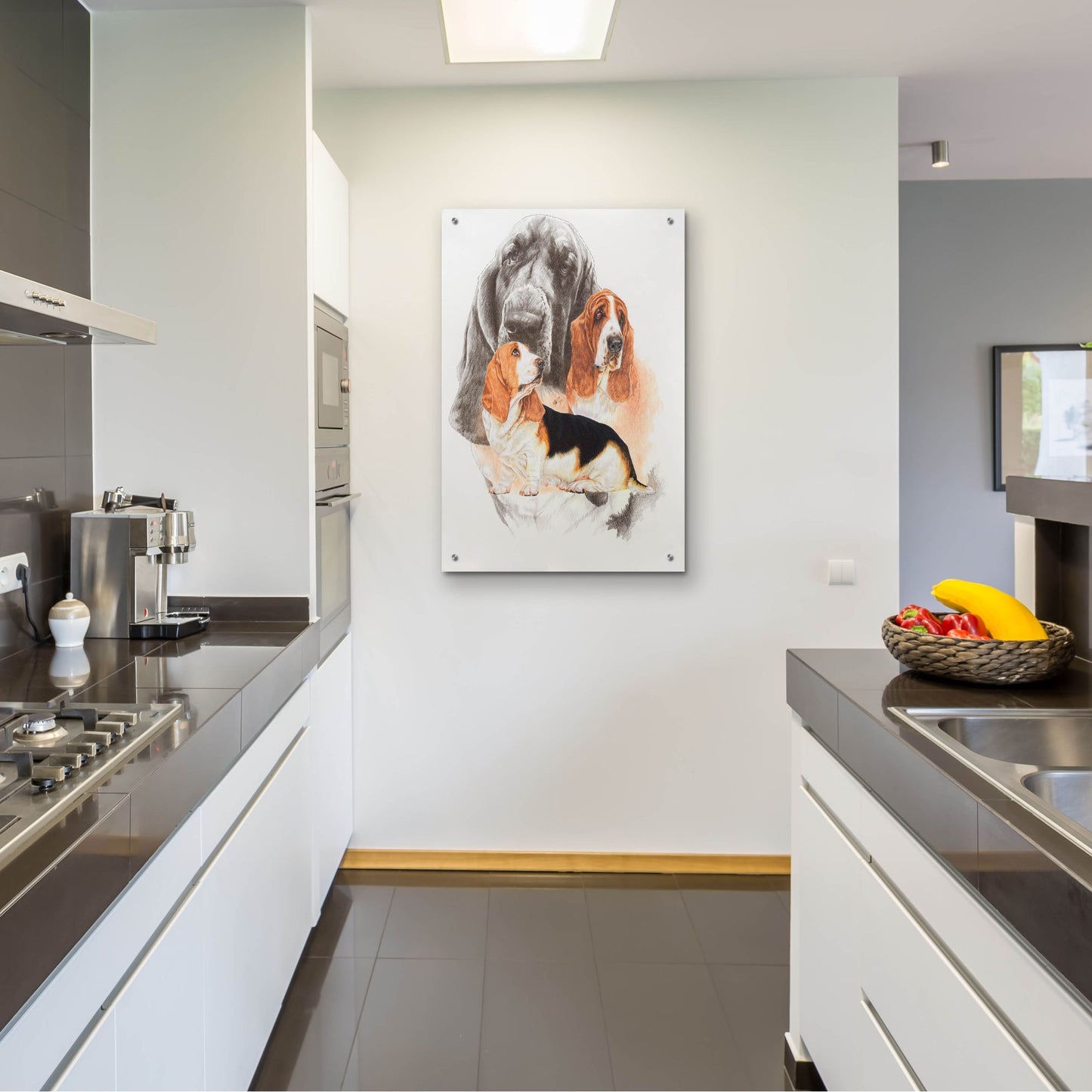 Epic Art 'Basset and Ghost' by Barbara Keith, Acrylic Glass Wall Art,24x36