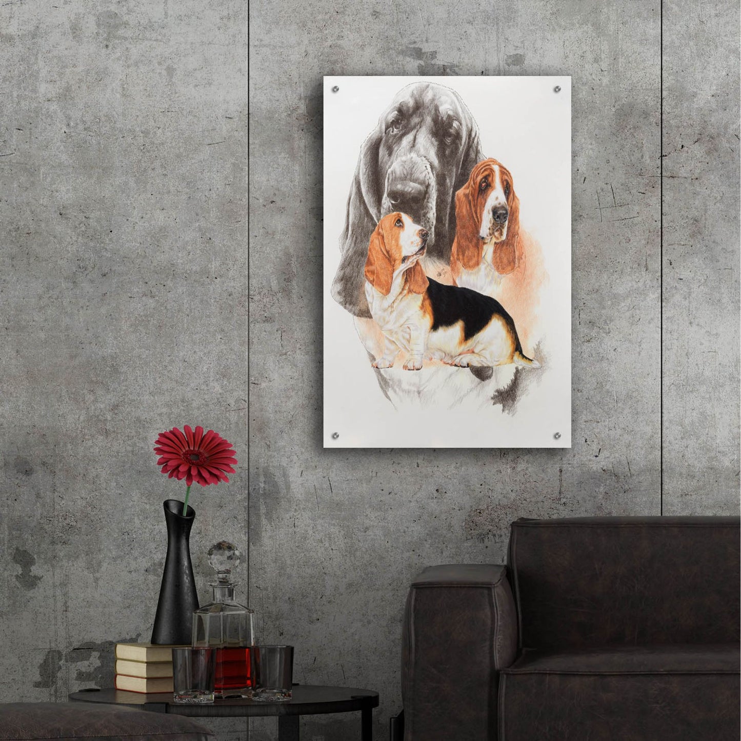 Epic Art 'Basset and Ghost' by Barbara Keith, Acrylic Glass Wall Art,24x36