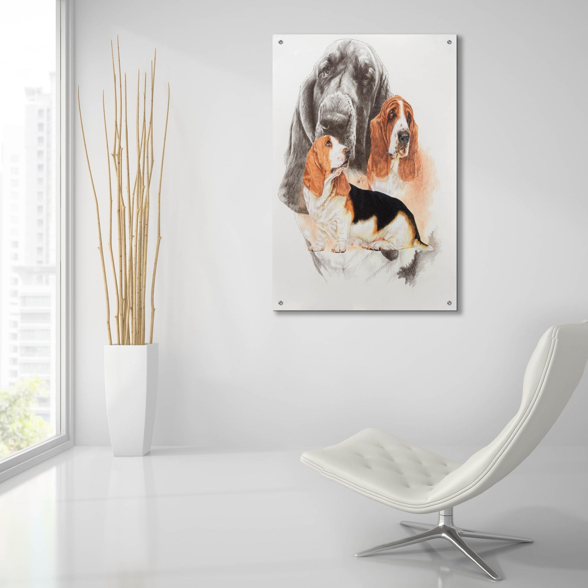 Epic Art 'Basset and Ghost' by Barbara Keith, Acrylic Glass Wall Art,24x36