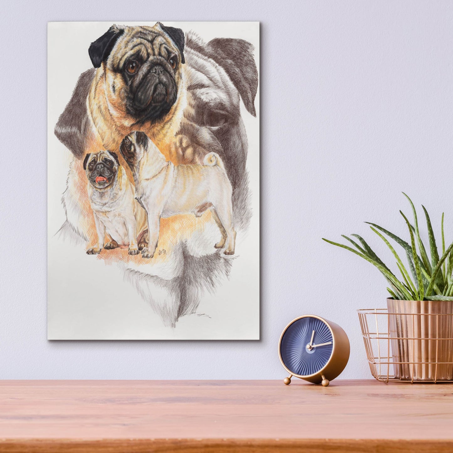 Epic Art 'Pug and Ghost' by Barbara Keith, Acrylic Glass Wall Art,12x16