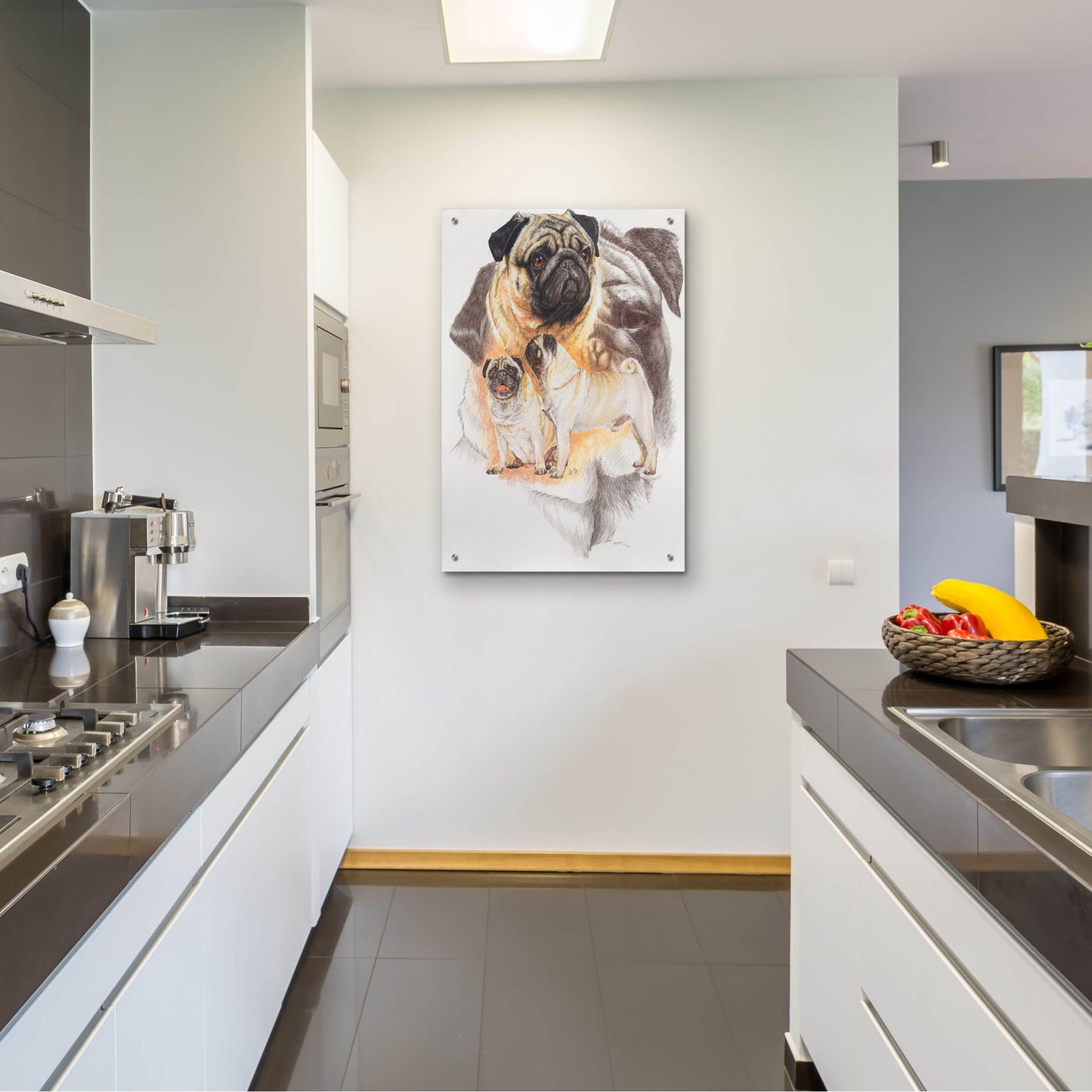 Epic Art 'Pug and Ghost' by Barbara Keith, Acrylic Glass Wall Art,24x36