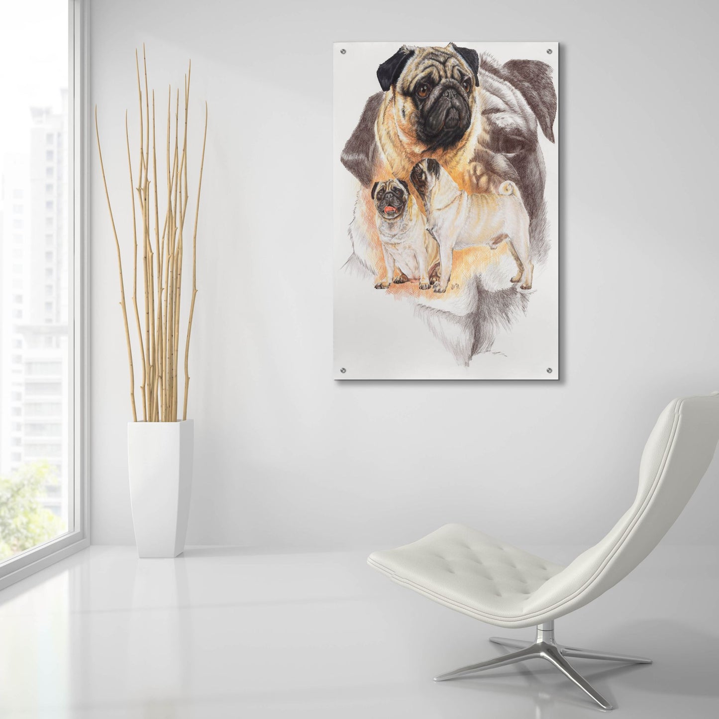 Epic Art 'Pug and Ghost' by Barbara Keith, Acrylic Glass Wall Art,24x36