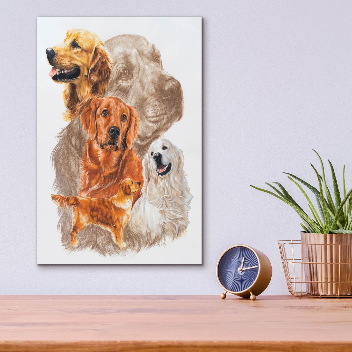 Epic Art 'Golden Retriever with Ghost Image' by Barbara Keith, Acrylic Glass Wall Art,12x16