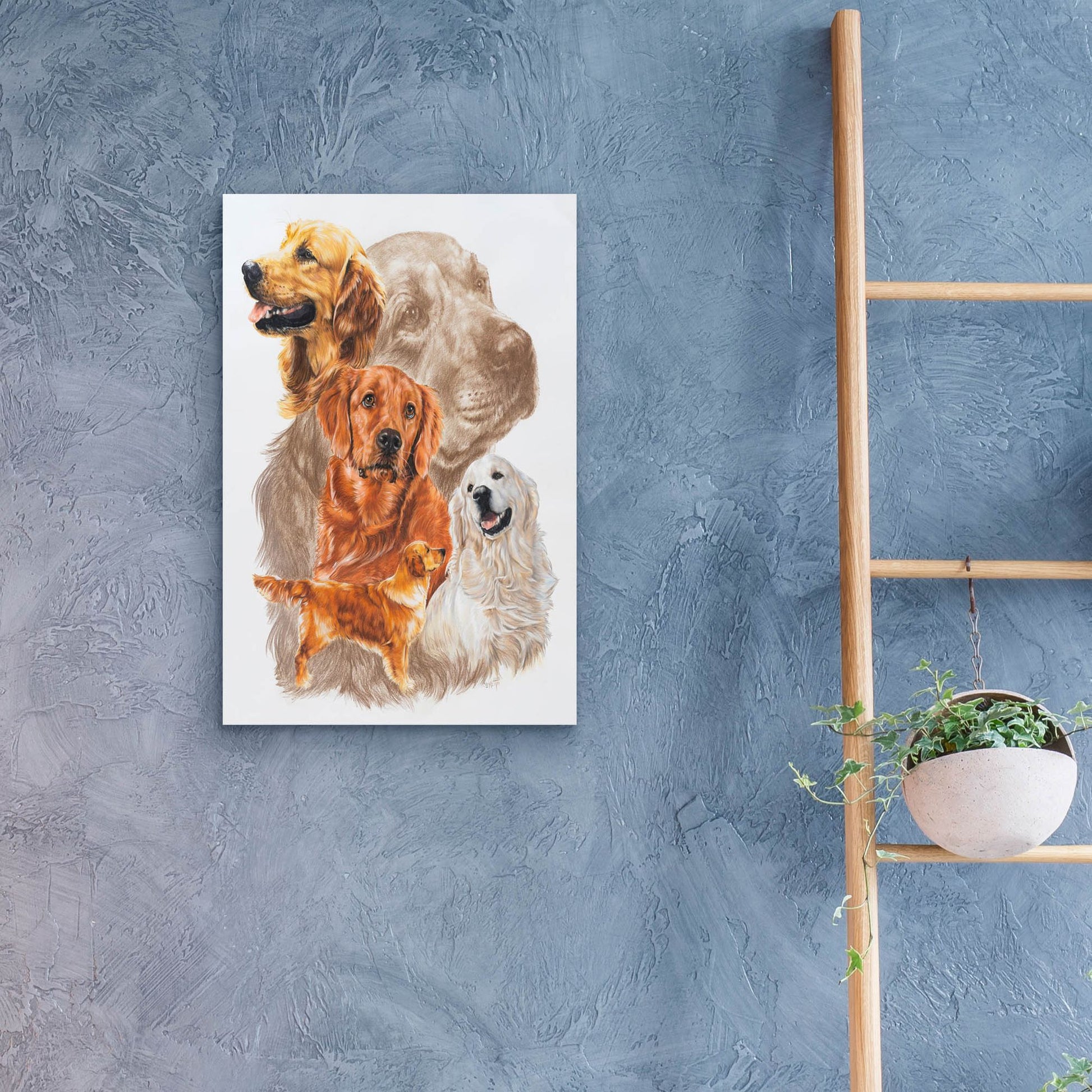 Epic Art 'Golden Retriever with Ghost Image' by Barbara Keith, Acrylic Glass Wall Art,16x24