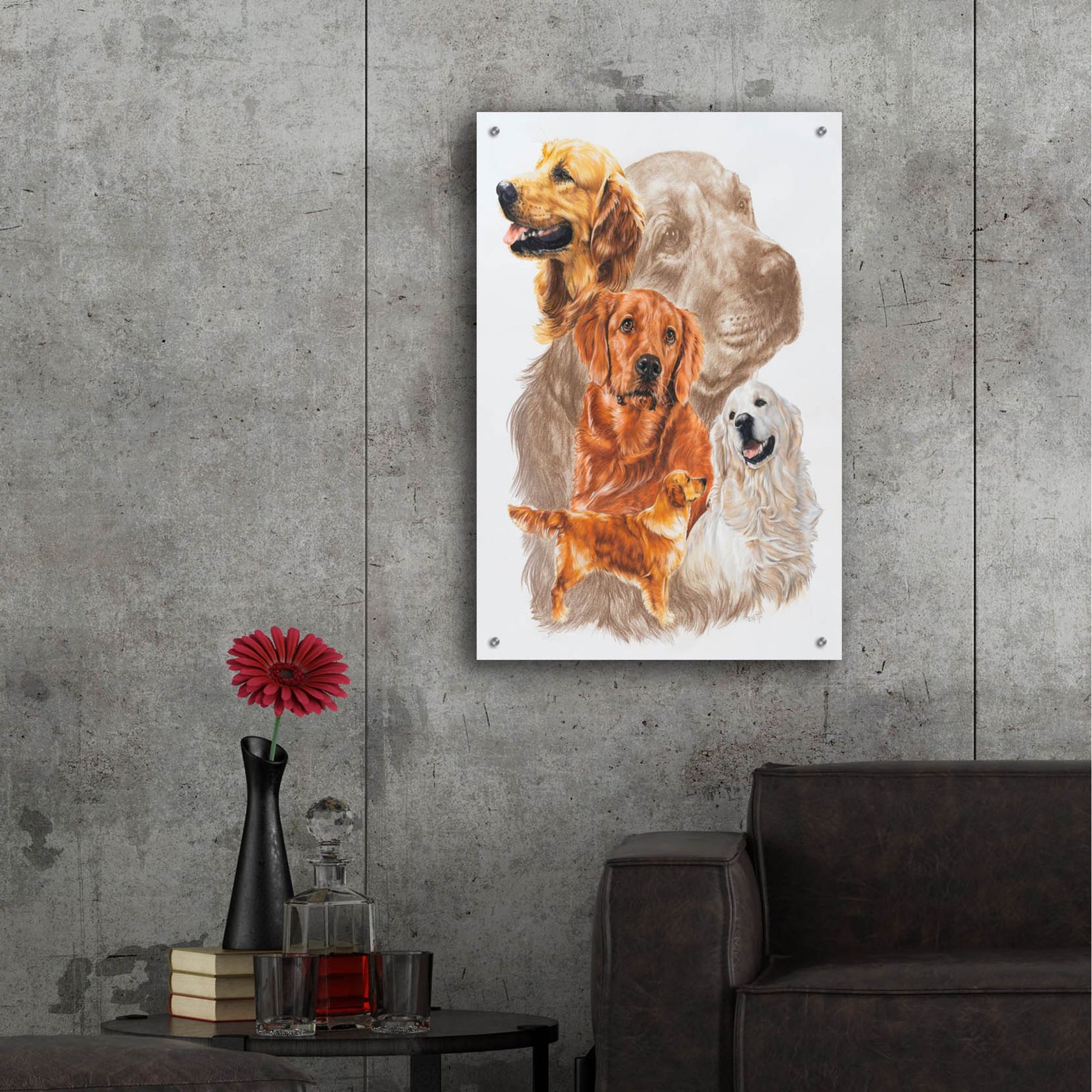 Epic Art 'Golden Retriever with Ghost Image' by Barbara Keith, Acrylic Glass Wall Art,24x36