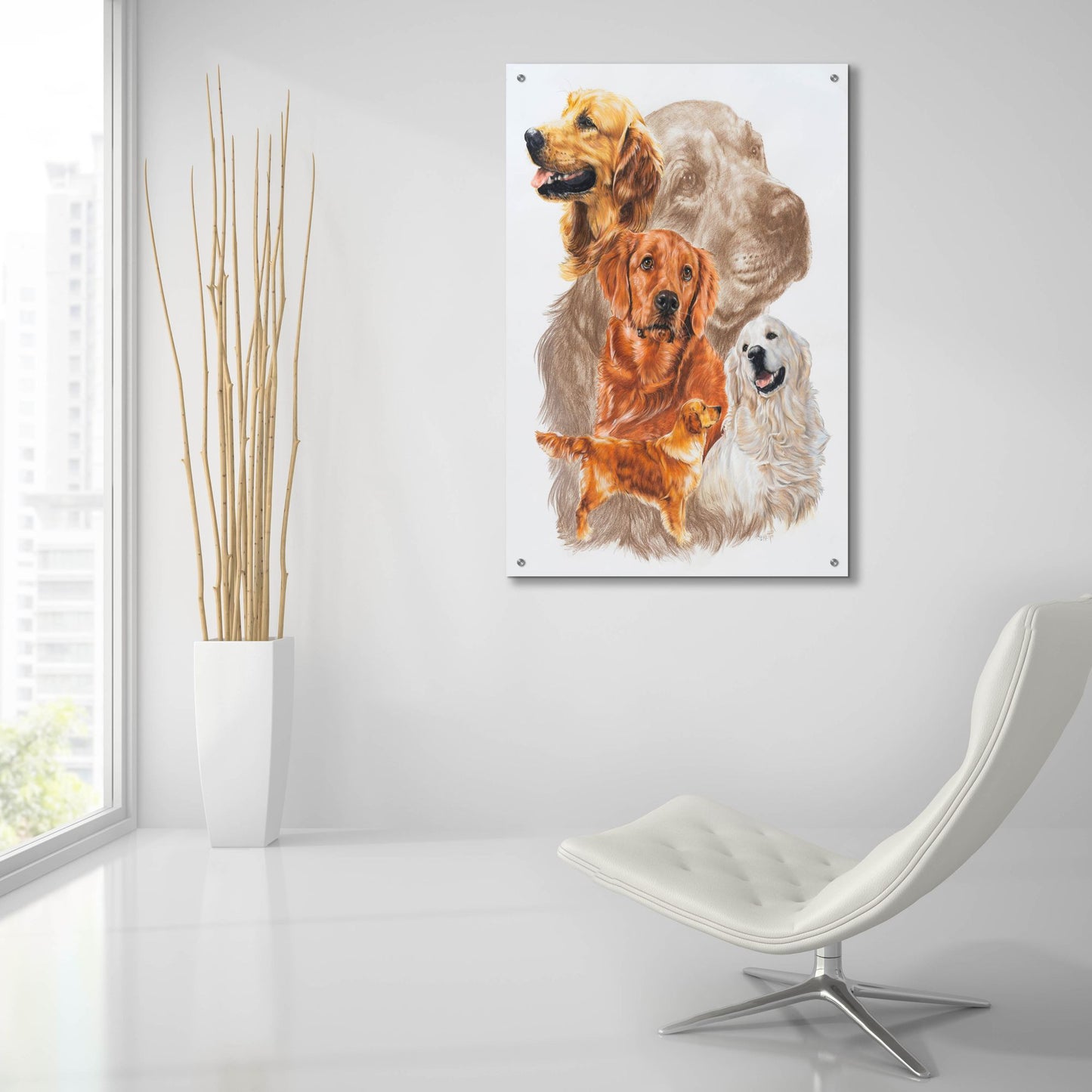 Epic Art 'Golden Retriever with Ghost Image' by Barbara Keith, Acrylic Glass Wall Art,24x36