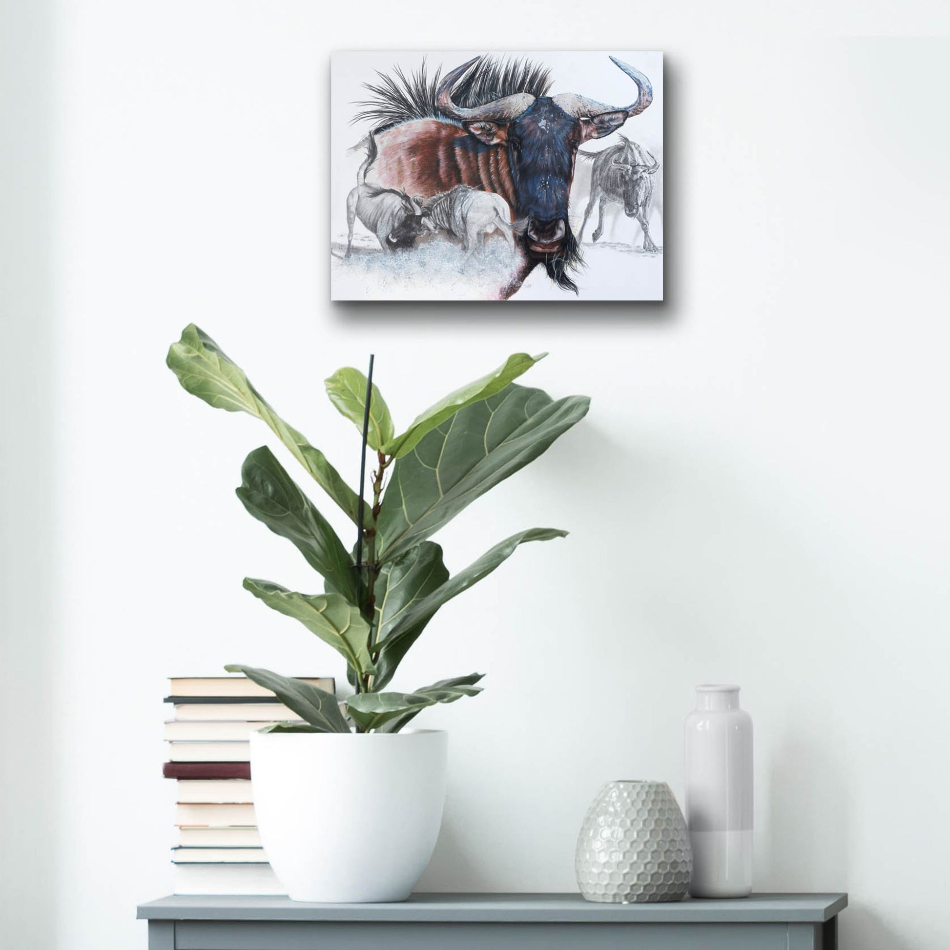 Epic Art 'Wildebeest' by Barbara Keith, Acrylic Glass Wall Art,16x12