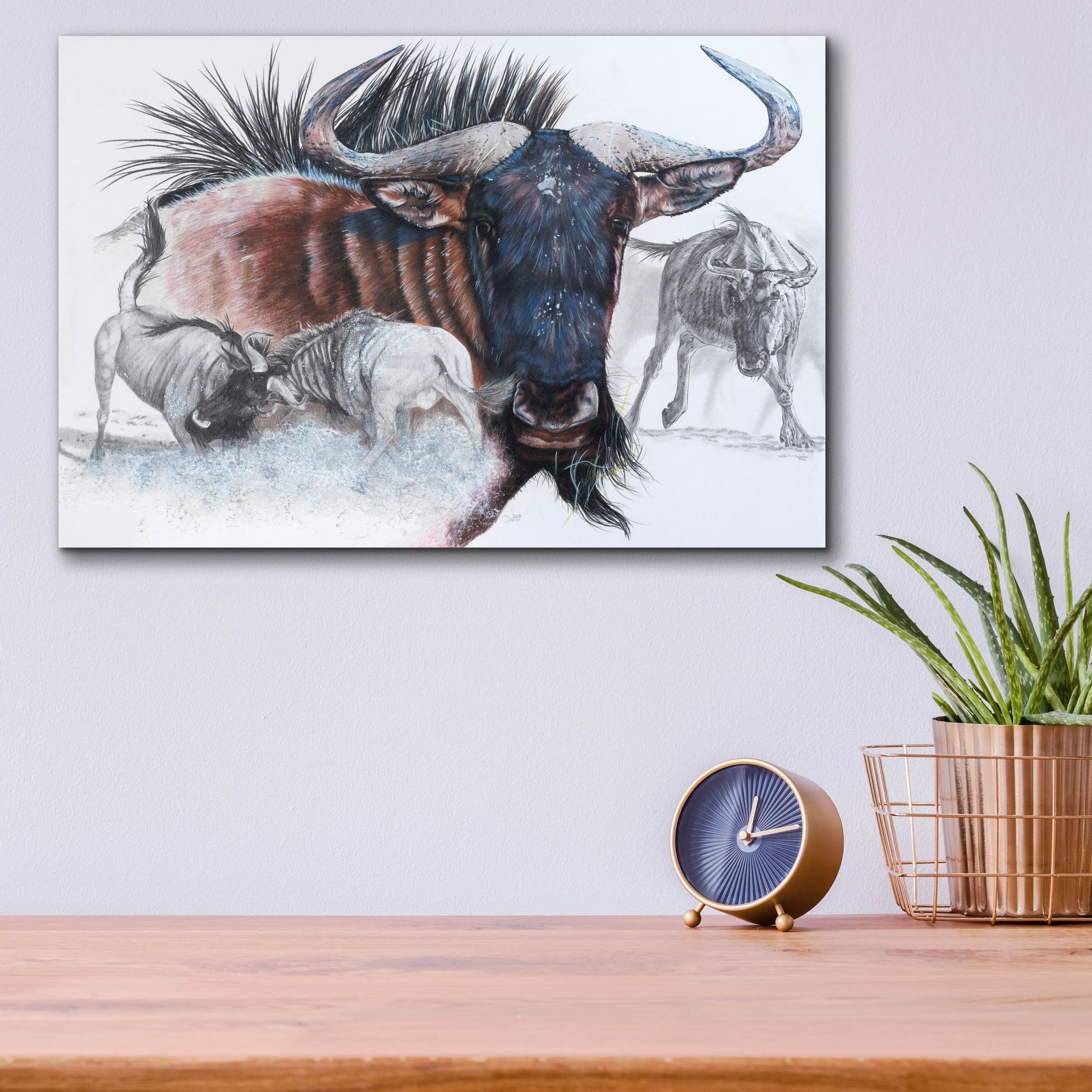 Epic Art 'Wildebeest' by Barbara Keith, Acrylic Glass Wall Art,16x12