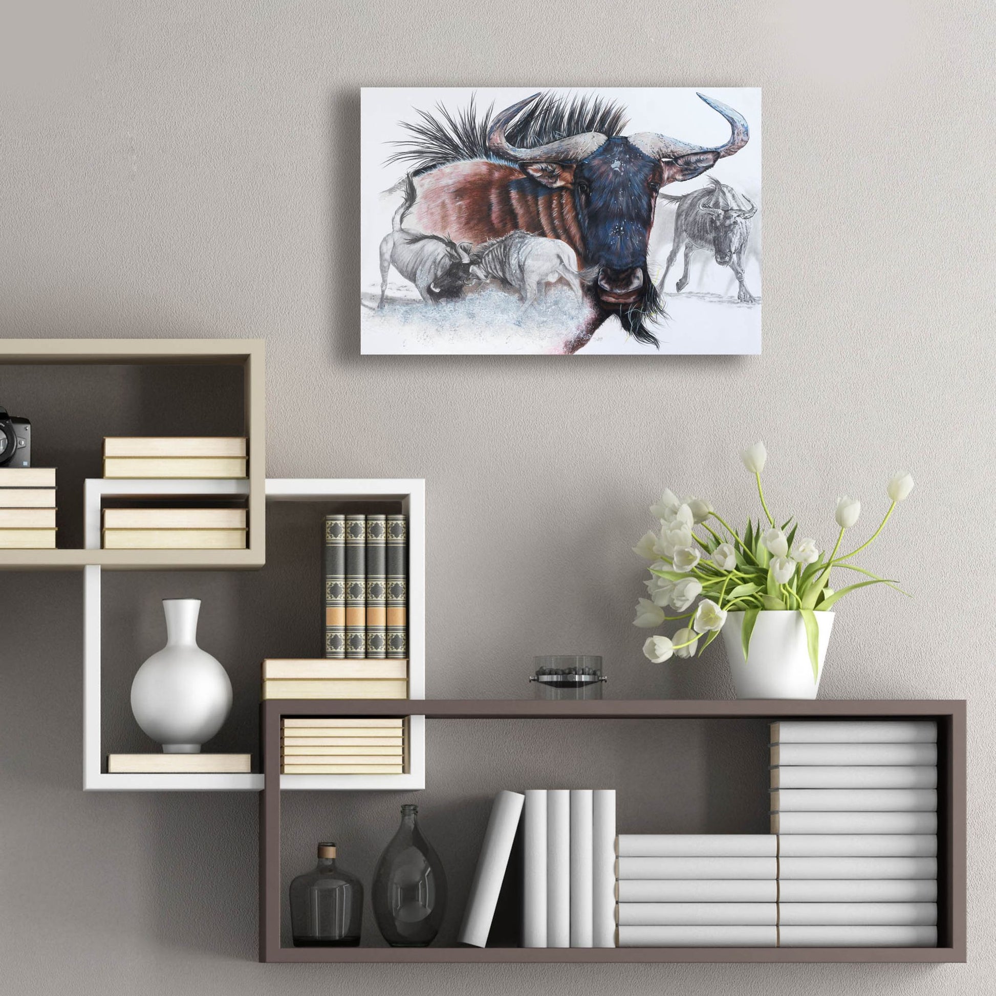 Epic Art 'Wildebeest' by Barbara Keith, Acrylic Glass Wall Art,24x16