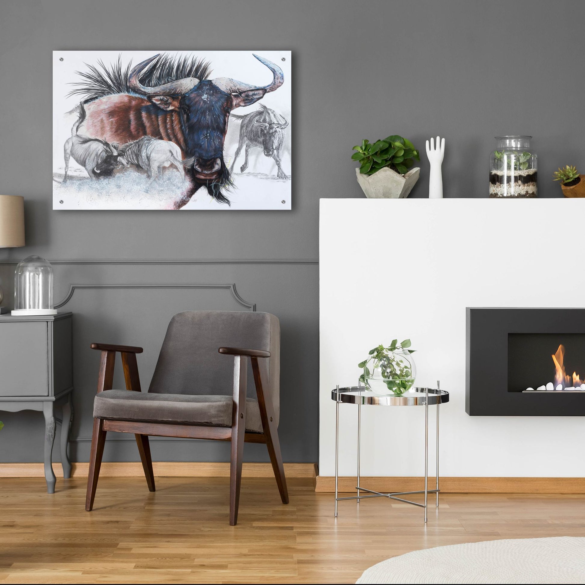 Epic Art 'Wildebeest' by Barbara Keith, Acrylic Glass Wall Art,36x24