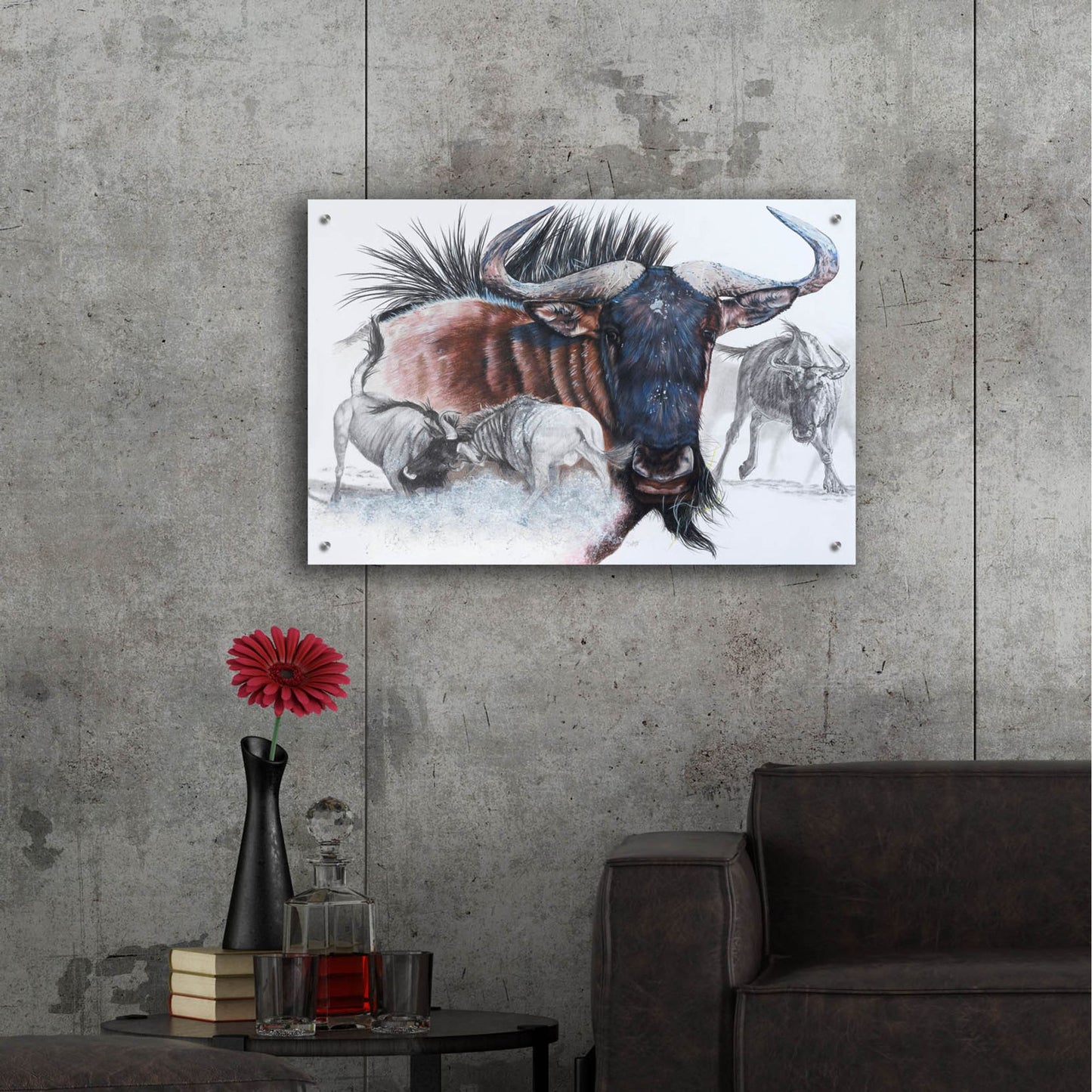 Epic Art 'Wildebeest' by Barbara Keith, Acrylic Glass Wall Art,36x24