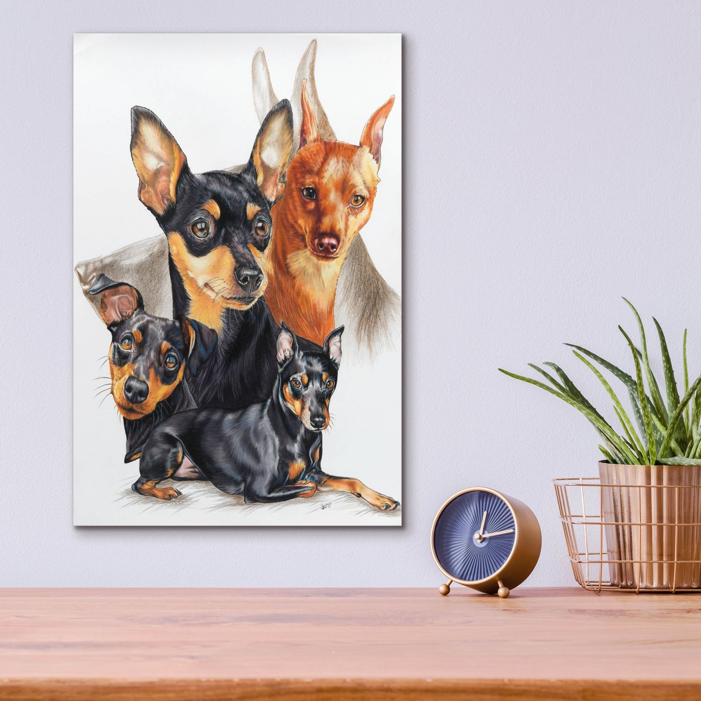 Epic Art 'Miniature Pinscher Medley' by Barbara Keith, Acrylic Glass Wall Art,12x16