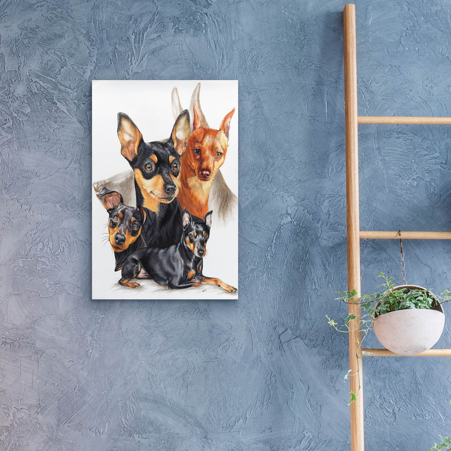 Epic Art 'Miniature Pinscher Medley' by Barbara Keith, Acrylic Glass Wall Art,16x24