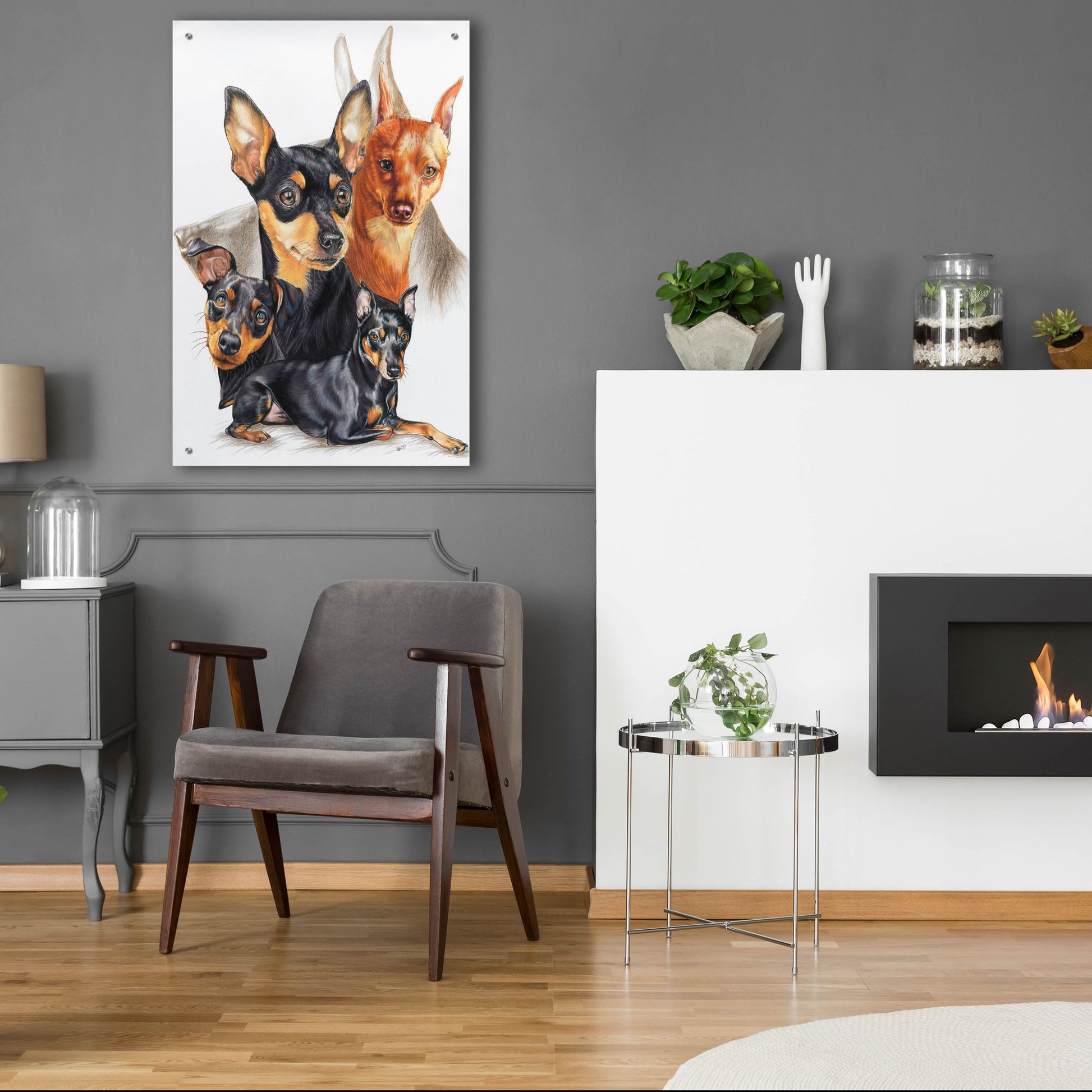 Epic Art 'Miniature Pinscher Medley' by Barbara Keith, Acrylic Glass Wall Art,24x36