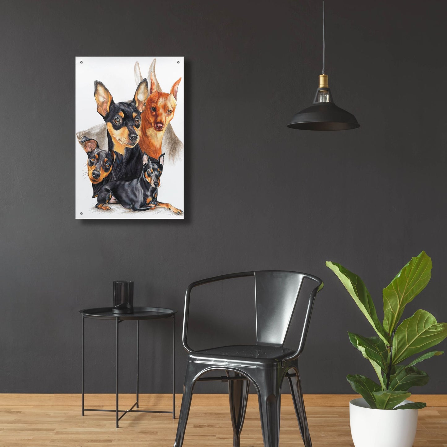 Epic Art 'Miniature Pinscher Medley' by Barbara Keith, Acrylic Glass Wall Art,24x36