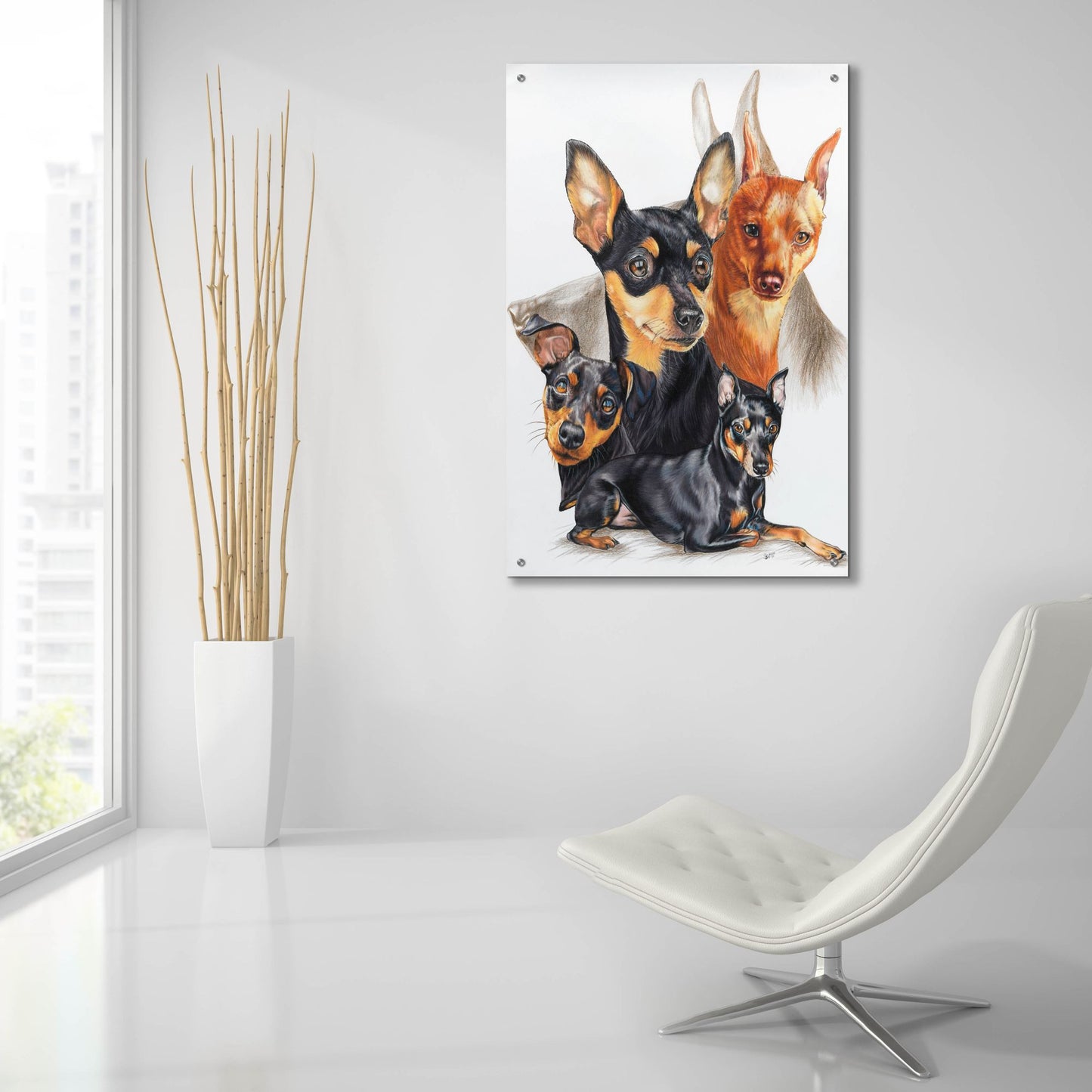 Epic Art 'Miniature Pinscher Medley' by Barbara Keith, Acrylic Glass Wall Art,24x36